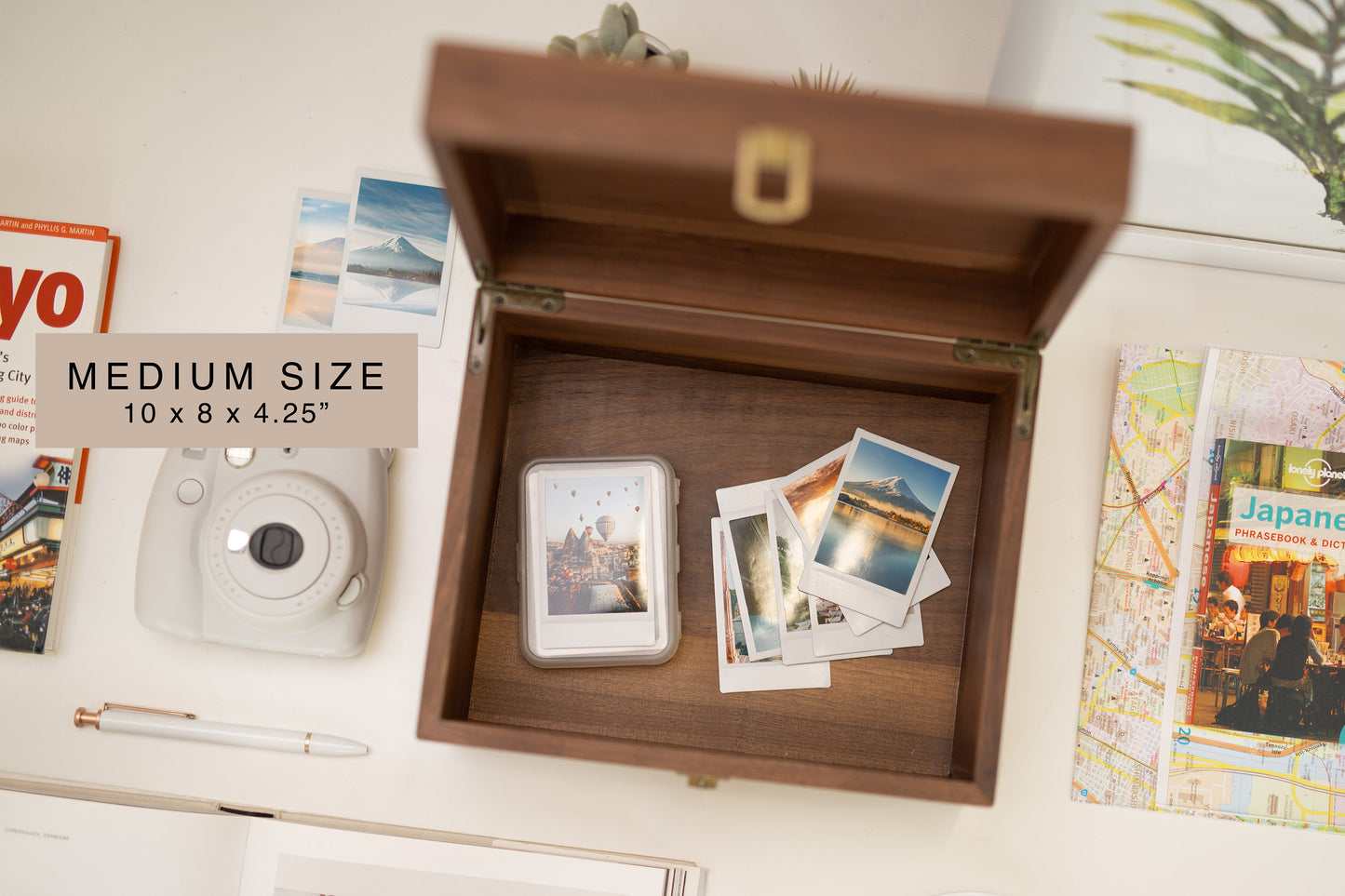 Wood Storage Box w/ Hinge Lid (D9) - Engraved Large Keepsake Memorial Box, Box for Photos Collar Toys, Sympathy Loss Dog Cat Pets Gifts