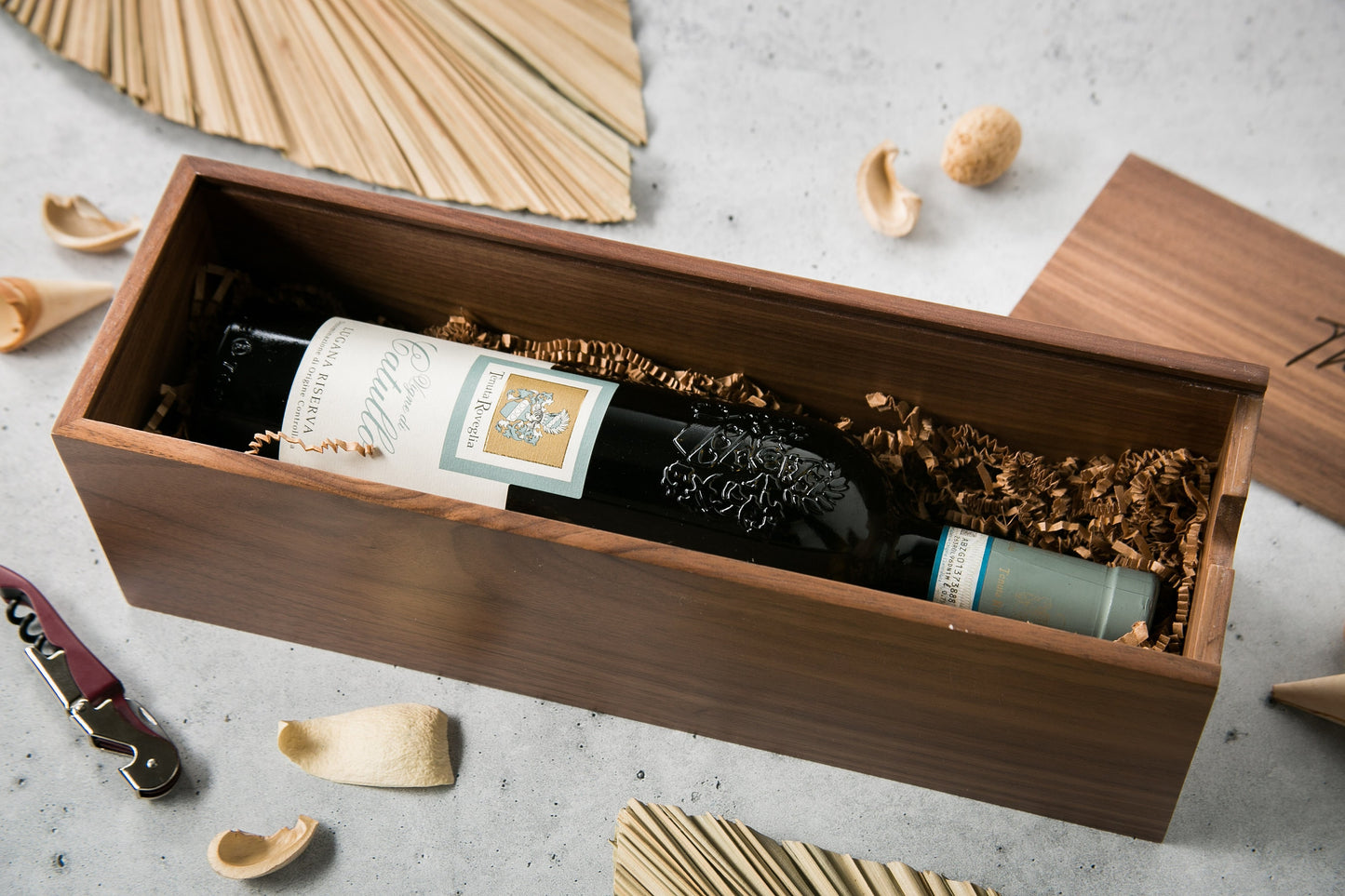 Acrylic Lid Wine Box (Design 10) - Walnut Wood Wine Champagne Box, Congratulatory Gift for Newlywed Couples Anniversary Birthday Engagement