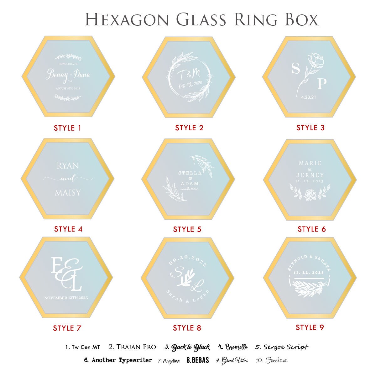 Hexagon Glass Ring Box with Moss - Personalized Ring Box for Wedding Ceremony Custom Modern Ring Holder for Proposal Engagement Gift for Her