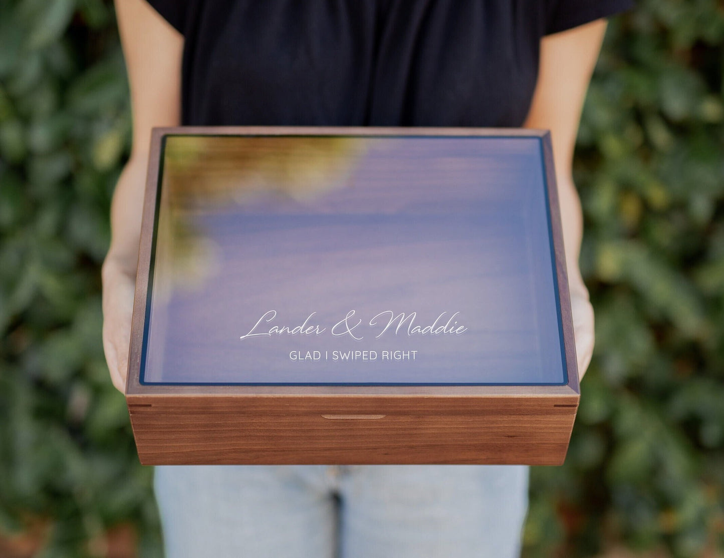 8x10 Shadow Box with Glass Lid (Design 2) - Couples Quirky Custom Message Memories Last Forever Gift For Boyfriend Girlfriend Husband Wife
