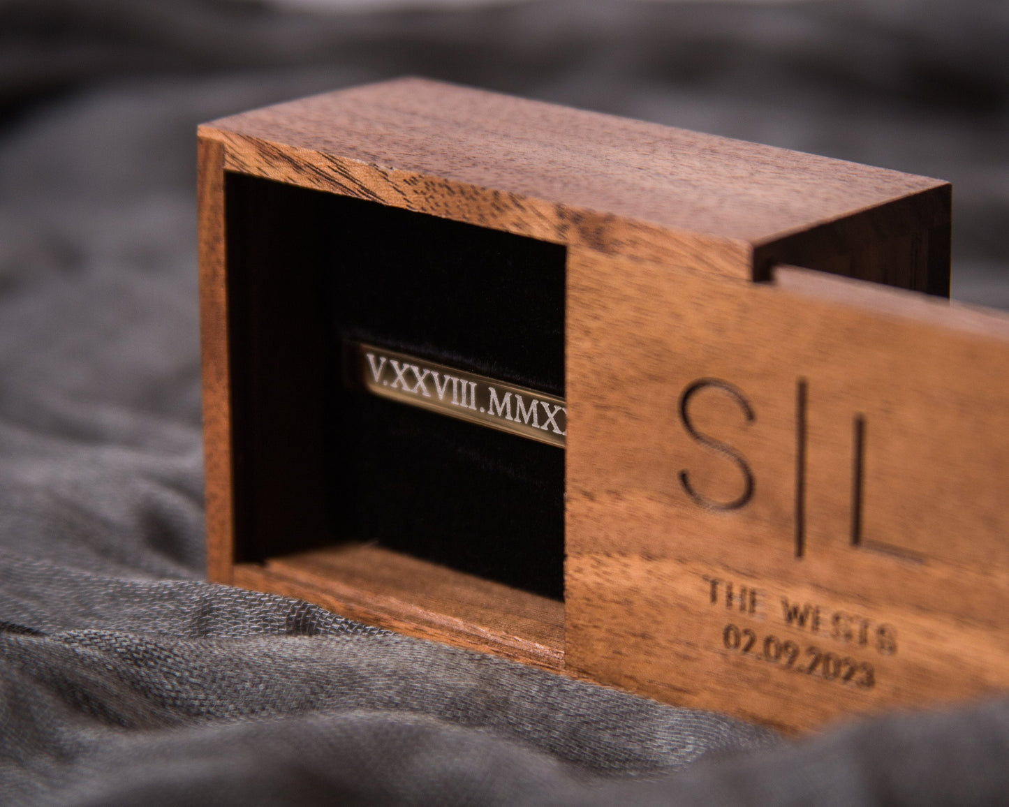 Tie Clip Bar with Tall Box Set- Custom Engraved Wooden Box, Wedding Anniversary Gift for Husband Father of the Bride Groom from Future Wife