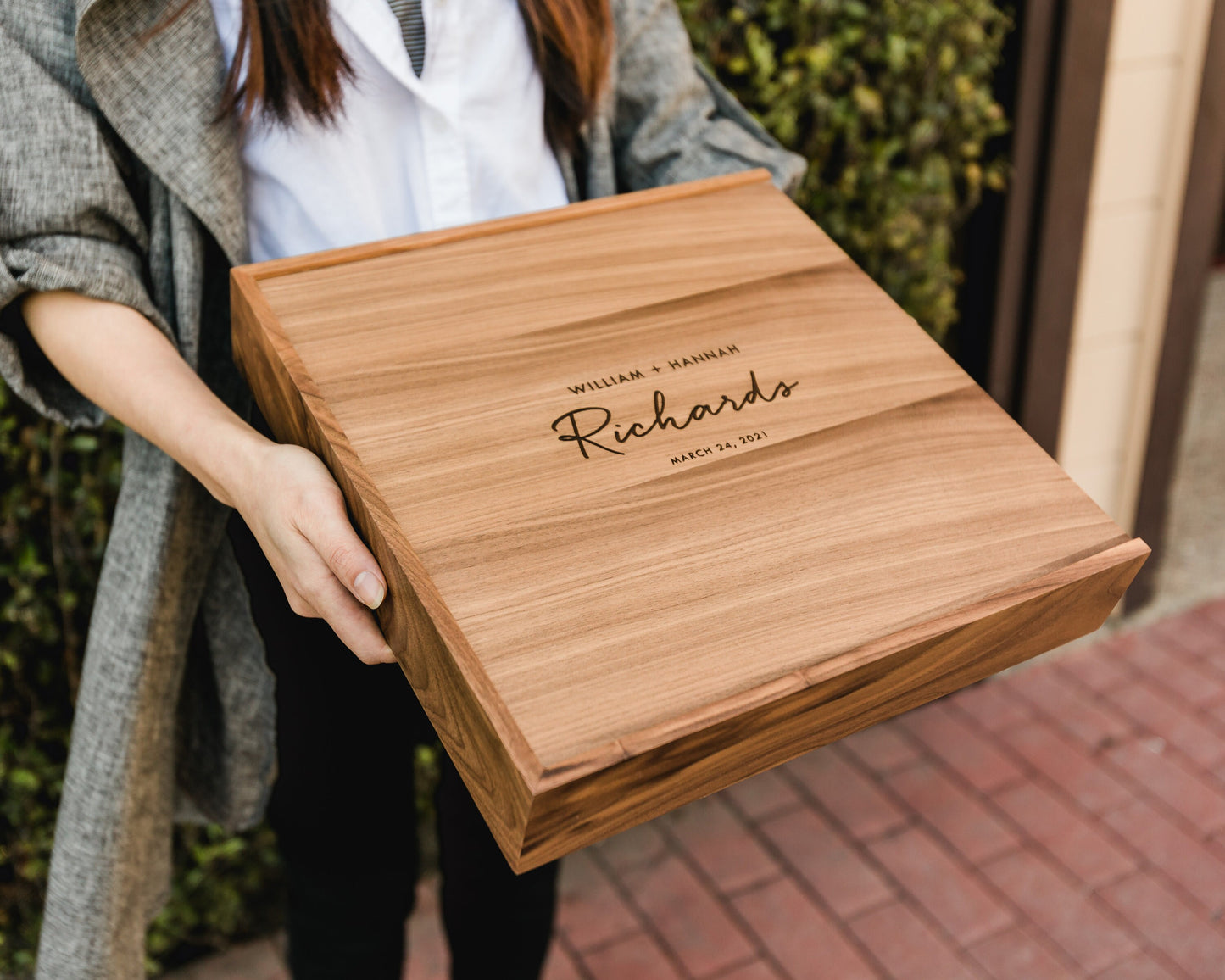 Wedding Memory Box - Couple's Keepsake Storage Box for Photos Cards Letters 5 Year Anniversary, Bride Groom Wedding Storage and Organization
