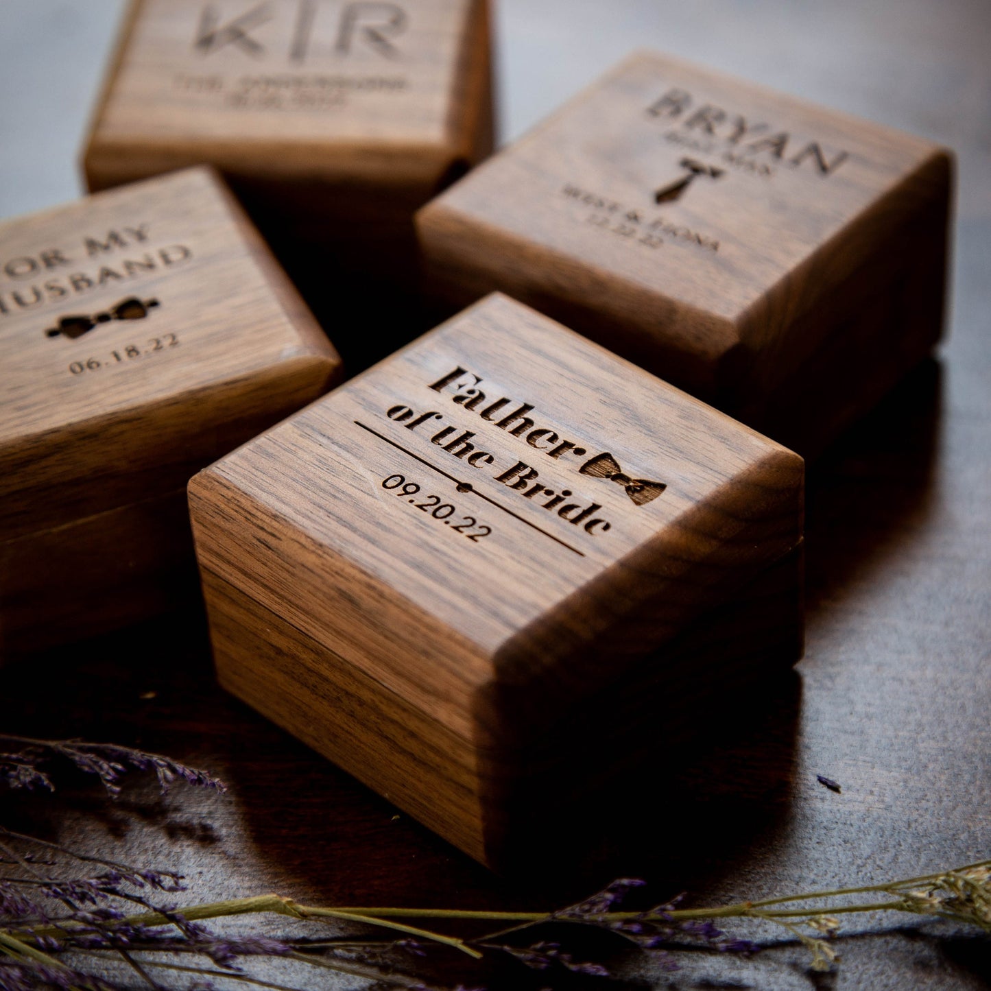 Premium Cufflinks Box Only - Custom Engraved Wooden Cuff links Box ( Cufflinks NOT Included ), Honeymoon Anniversary Gift for Husband Groom