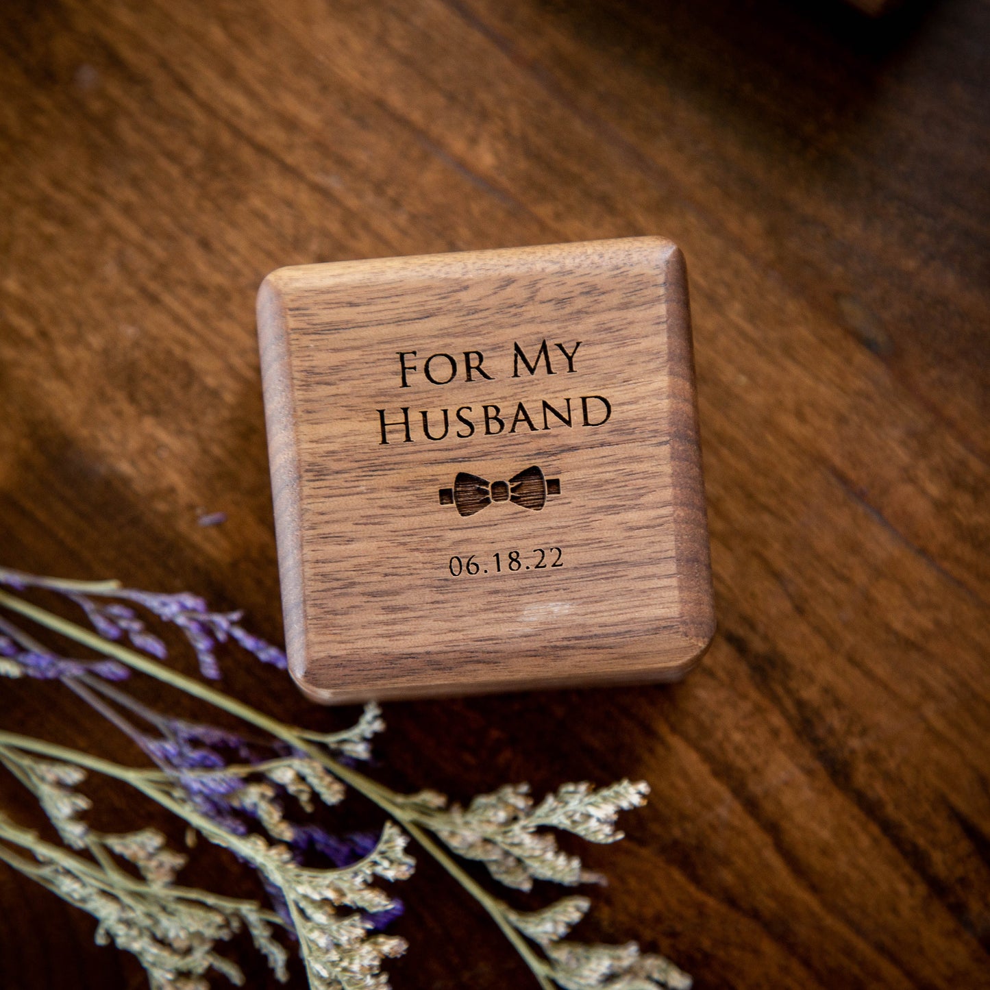 Premium Cufflinks Box Only - Custom Engraved Wooden Cuff links Box ( Cufflinks NOT Included ), Honeymoon Anniversary Gift for Husband Groom