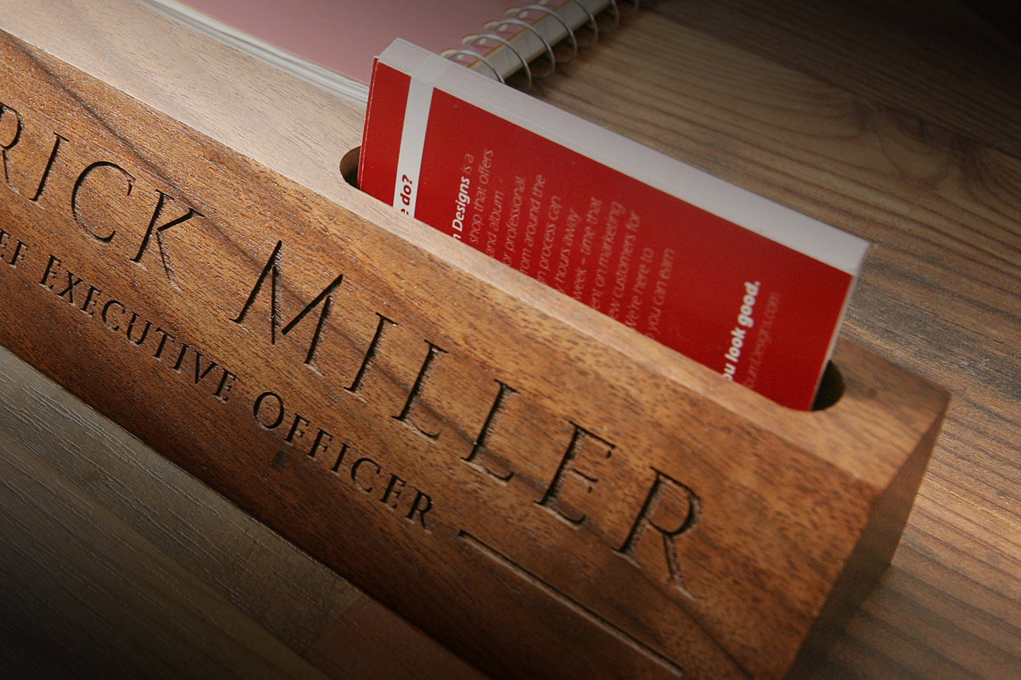 Wood Name Block with Business Card Holder - 10 inches Desk Sign, New Office School Marketing Manager Mentor Promotion Gift, Work Job Title