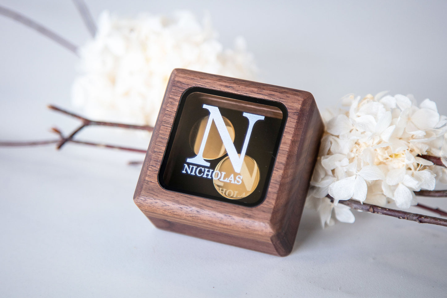 Premium Cufflinks Box with Glass Lid Only - UV Printed Custom Wood Cuff links Box (Cufflinks NOT Included) Gift for Future Husband Boyfriend