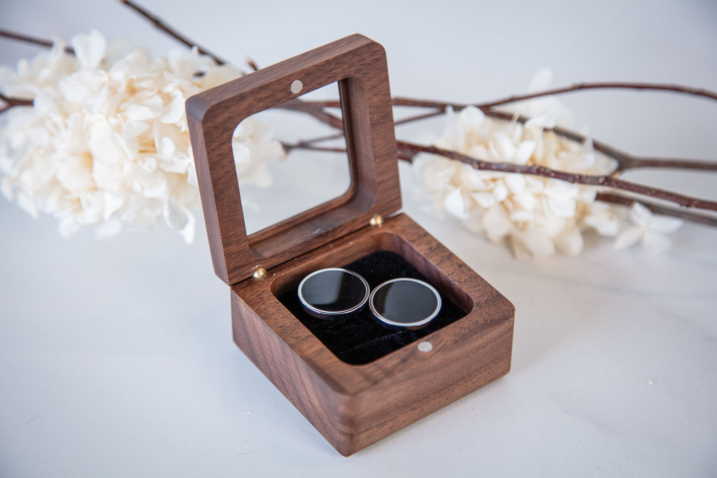 Premium Cufflinks Box with Glass Lid Only - UV Printed Custom Wood Cuff links Box (Cufflinks NOT Included) Gift for Future Husband Boyfriend