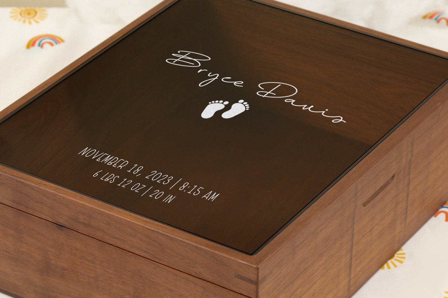 8x10 Shadow Box with Glass Lid (Design 5) - Personalized Baby Memories Infant Child Memento Birth Stats Keepsake Newborn Gift for New Mom
