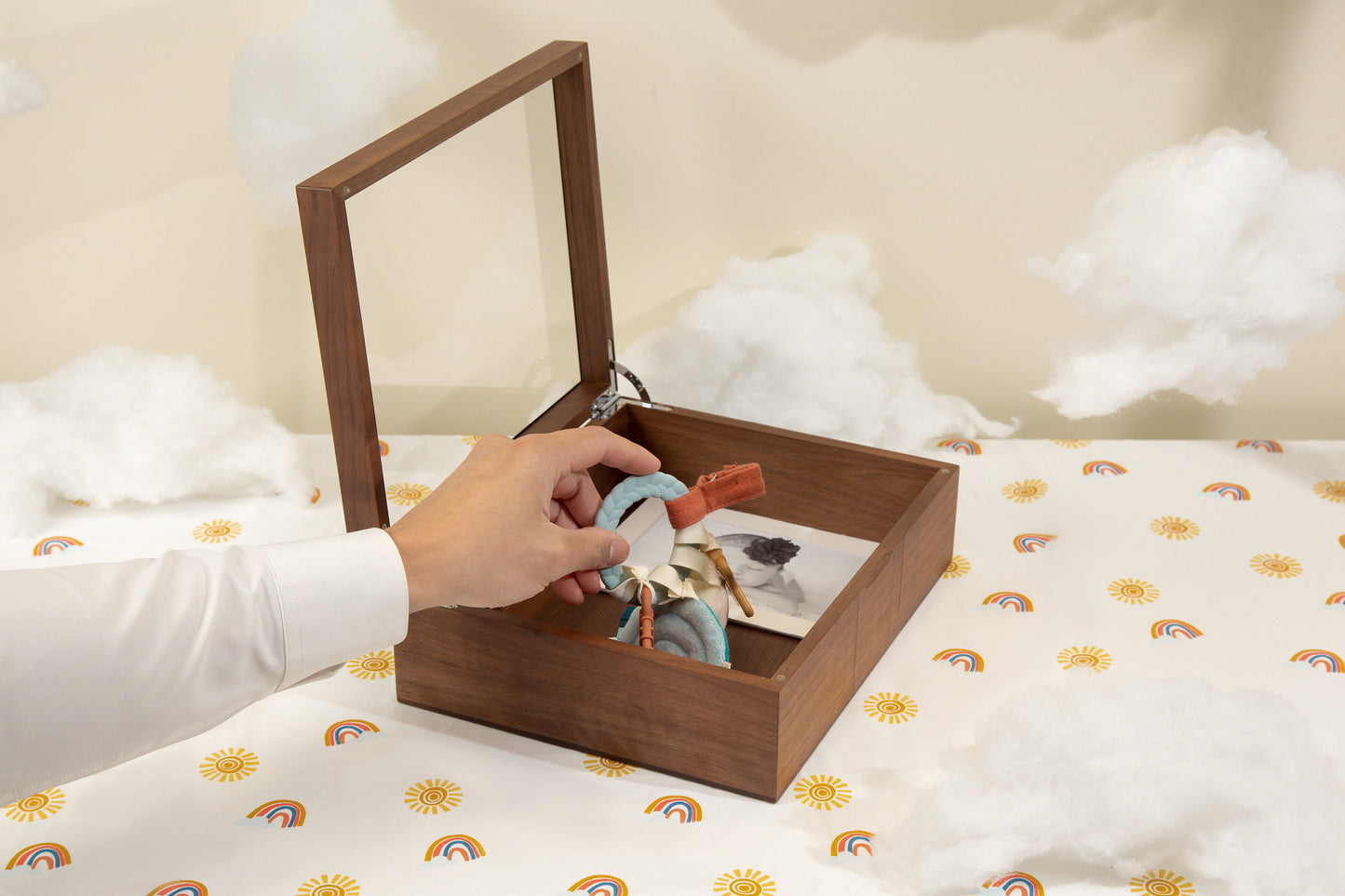 8x10 Shadow Box with Glass Lid (Design 5) - Personalized Baby Memories Infant Child Memento Birth Stats Keepsake Newborn Gift for New Mom