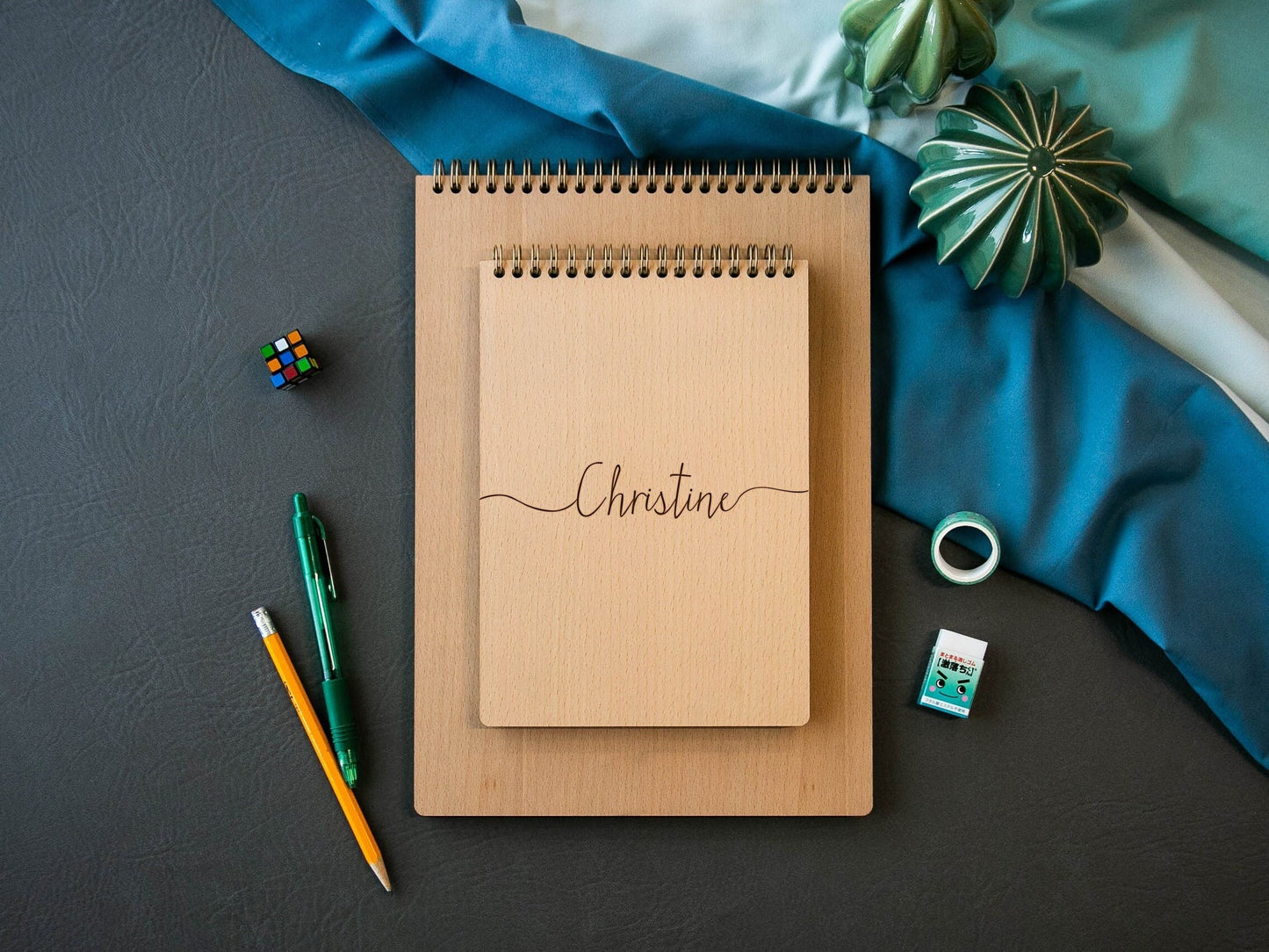 Engraved Sketchbook - Wooden Personalized Drawing Book with Blank Pages, Gift for Artists Kids Students Grand daugther Child Son Birthday
