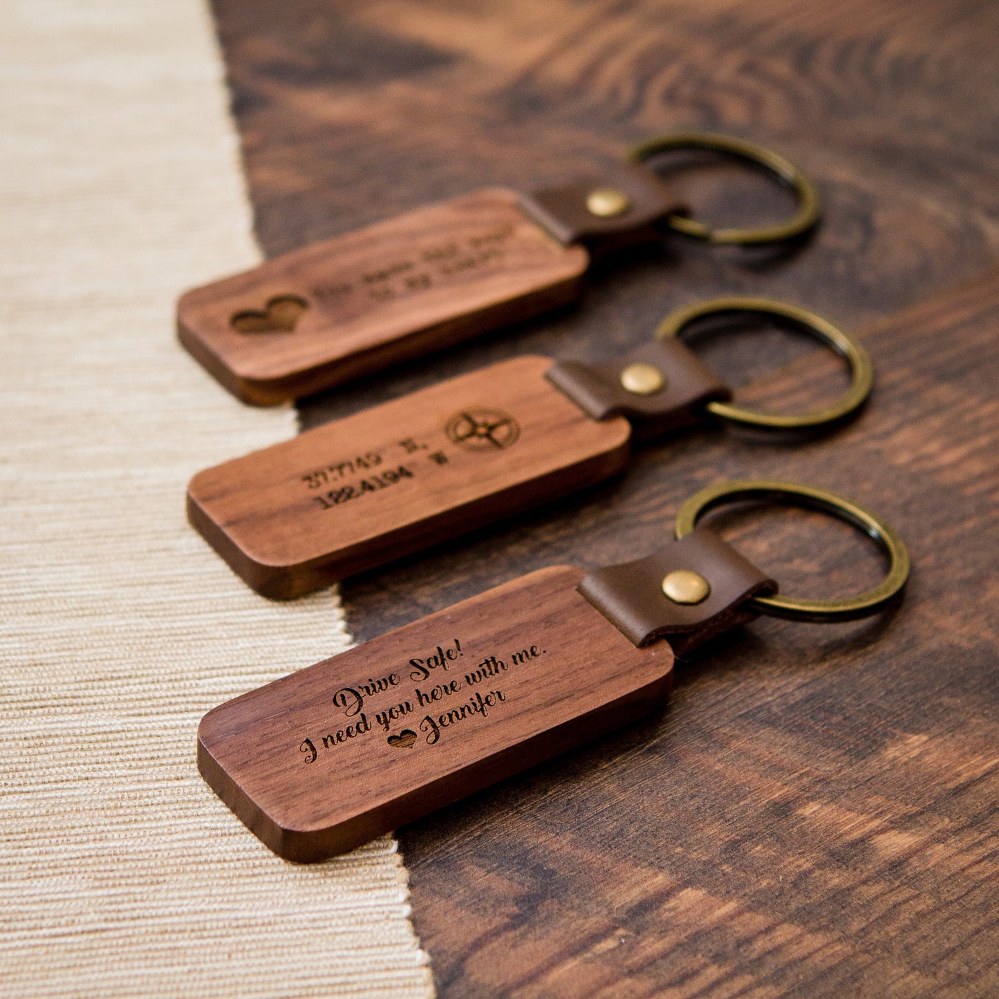 Engraved Wood Key Chain - Custom Keychain Gift for Home Car Office, Birthday Anniversary Small Business New Employee Welcome Company Gift