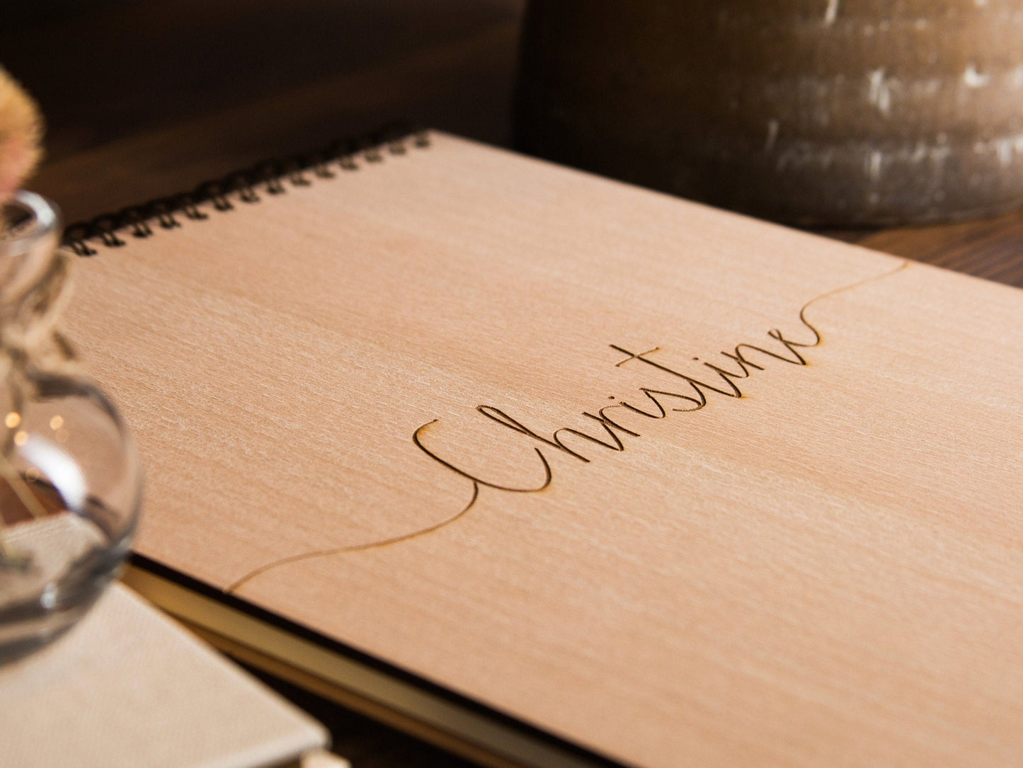 Engraved Sketchbook - Wooden Personalized Drawing Book with Blank Pages, Gift for Artists Kids Students Grand daugther Child Son Birthday