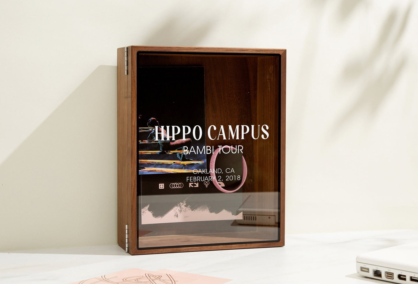 8x10 Shadow Box with Glass Lid (Design 9) - Custom Concert Memory Box Band Tour Ticket Display Holder Bestfriend Gift Concert Memorabilia