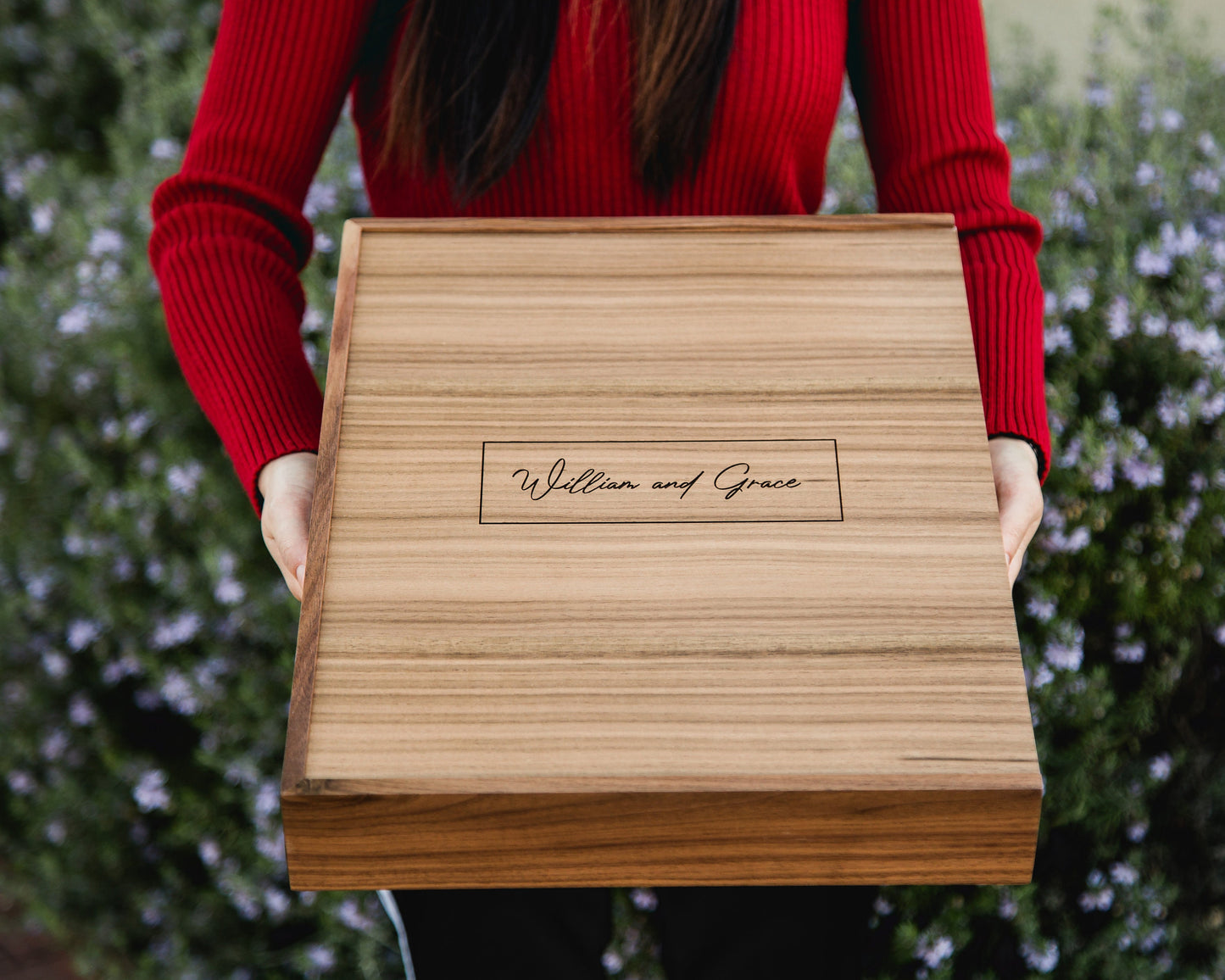Engraved Wood Anniversary Gift Box - Custom Gift Box Fill with Letters Cards Photo Storage Wedding Keepsake for Husband Wife Couples Parents