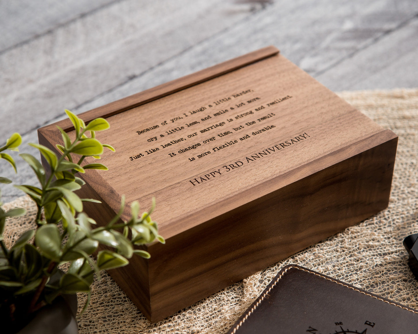 Engraved Wood Anniversary Gift Box - Custom Gift Box Fill with Letters Cards Photo Storage Wedding Keepsake for Husband Wife Couples Parents
