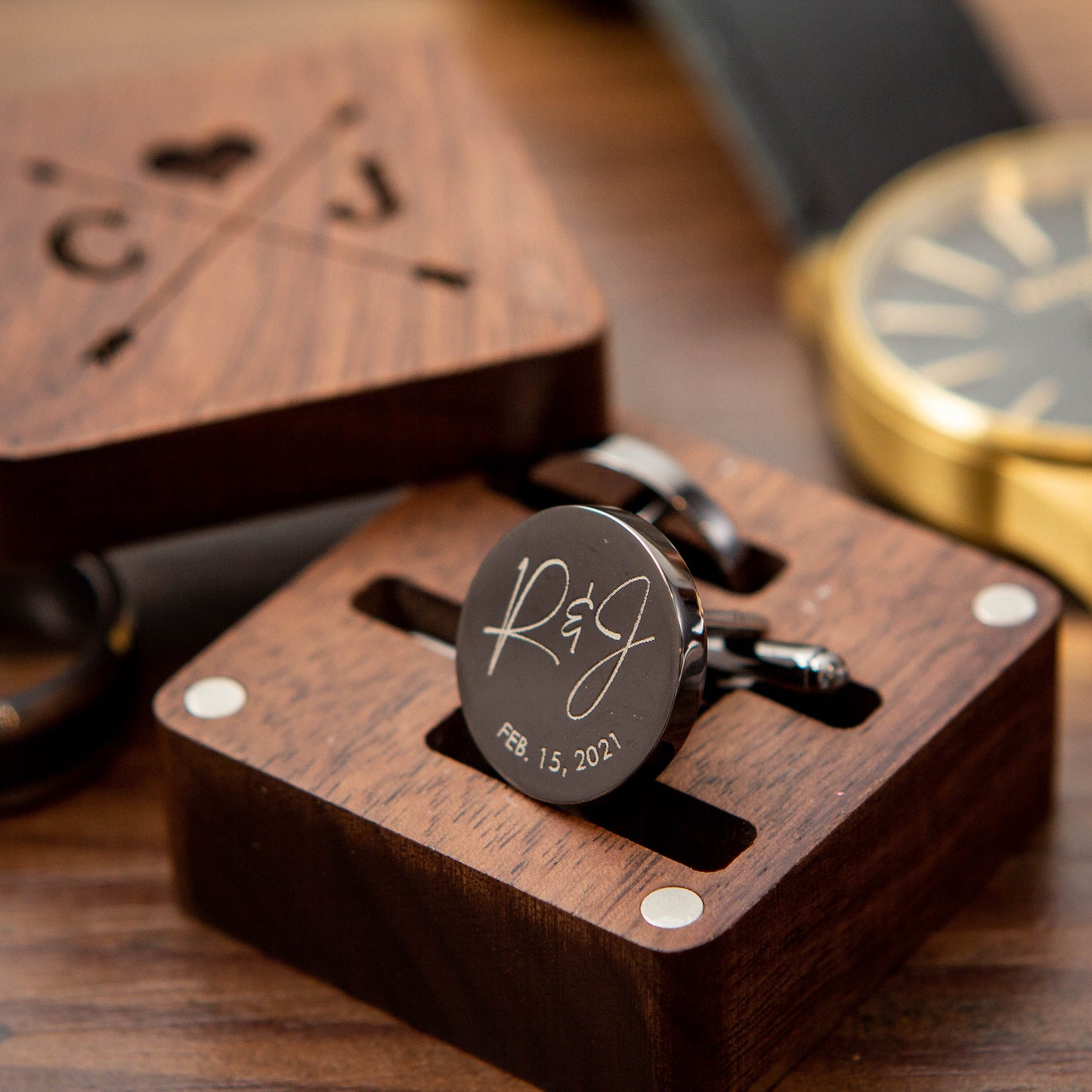 Metal Cufflinks - Engraved Square Gift Box Optional, Wedding Day Cuff links Gift Groom Dad Groomsmen Father of Bride, Teacher Appreciation