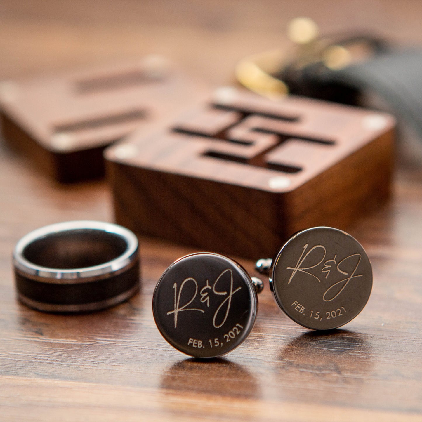 Metal Cufflinks - Engraved Square Gift Box Optional, Wedding Day Cuff links Gift Groom Dad Groomsmen Father of Bride, Teacher Appreciation