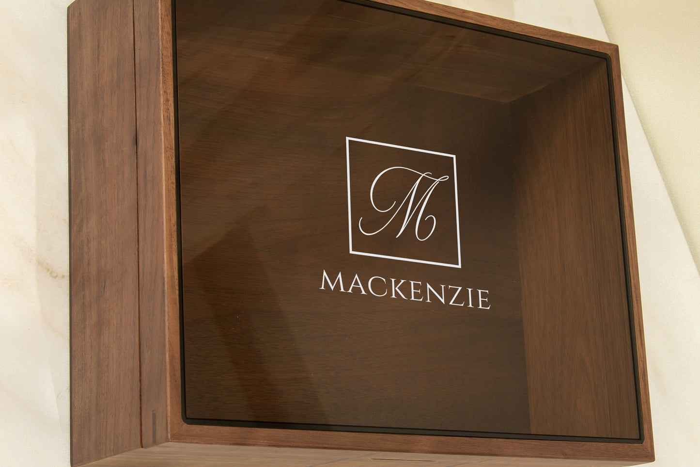8x10 Shadow Box with Glass Lid (Design 7) - Walnut Wood Personalized Custom Picture Frame Glass Display Memory Keepsake Box Memorabilia