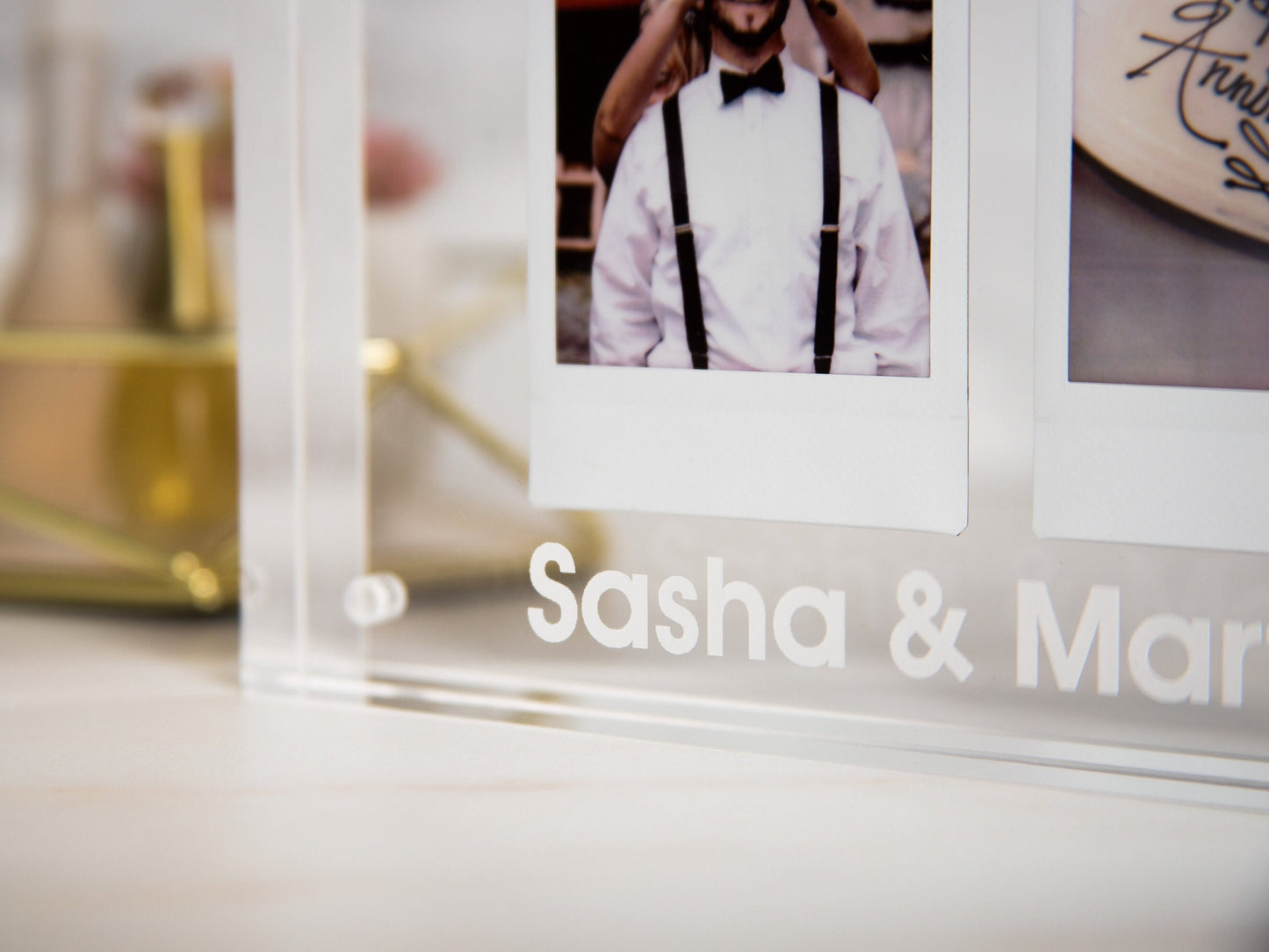Engraved Acrylic Photo Block - Custom Magnetic Picture Frame New Home Family Gift for Significant Other Long Distance Boyfriend Girlfriend