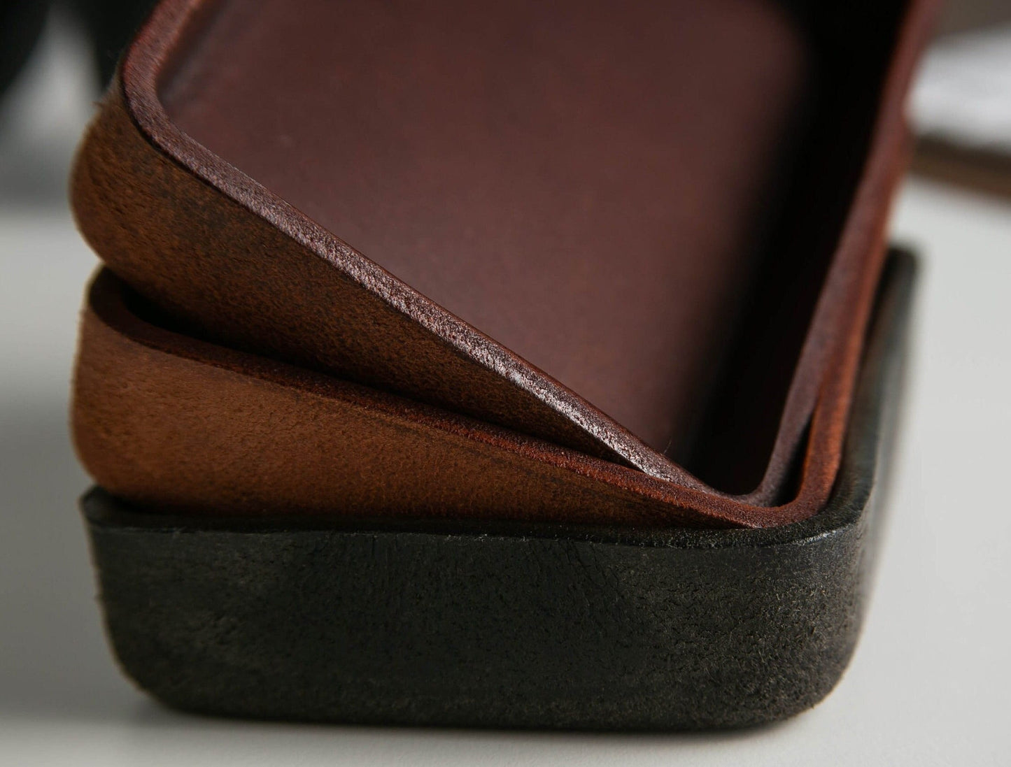 Vegetable Tanned Hard Leather Valet (Design 5) - Tray Office Home Dorm Decor, Anniversary Engagement Wedding Honeymoon Gift Husband Groom