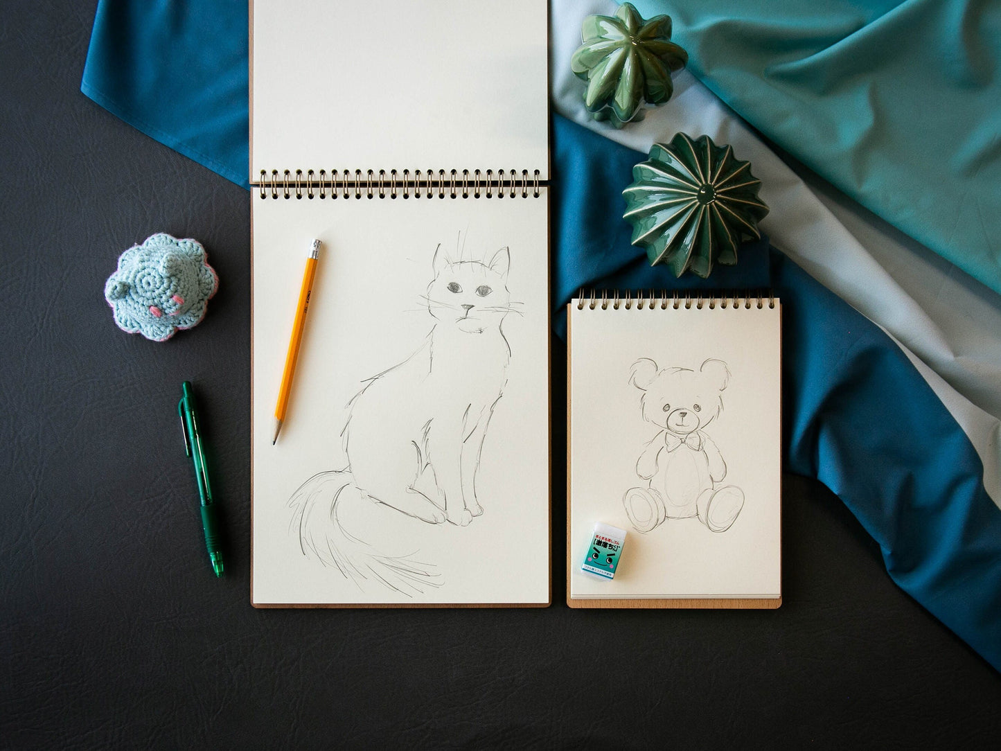 Engraved Sketchbook - Wooden Drawing Notepad Artist Sketch Pad Spiral for Student, Birthday Teacher Back to School Gift for Creatives