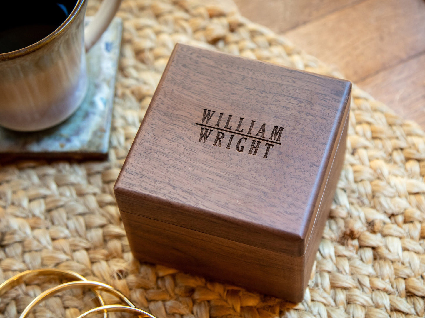 Metal Watch & Walnut Gift Box - Mens Watch, 5th Anniversary Gift Husband, Groomsmen Proposal, Wedding Day Gift for Dad Son Brother Boyfriend