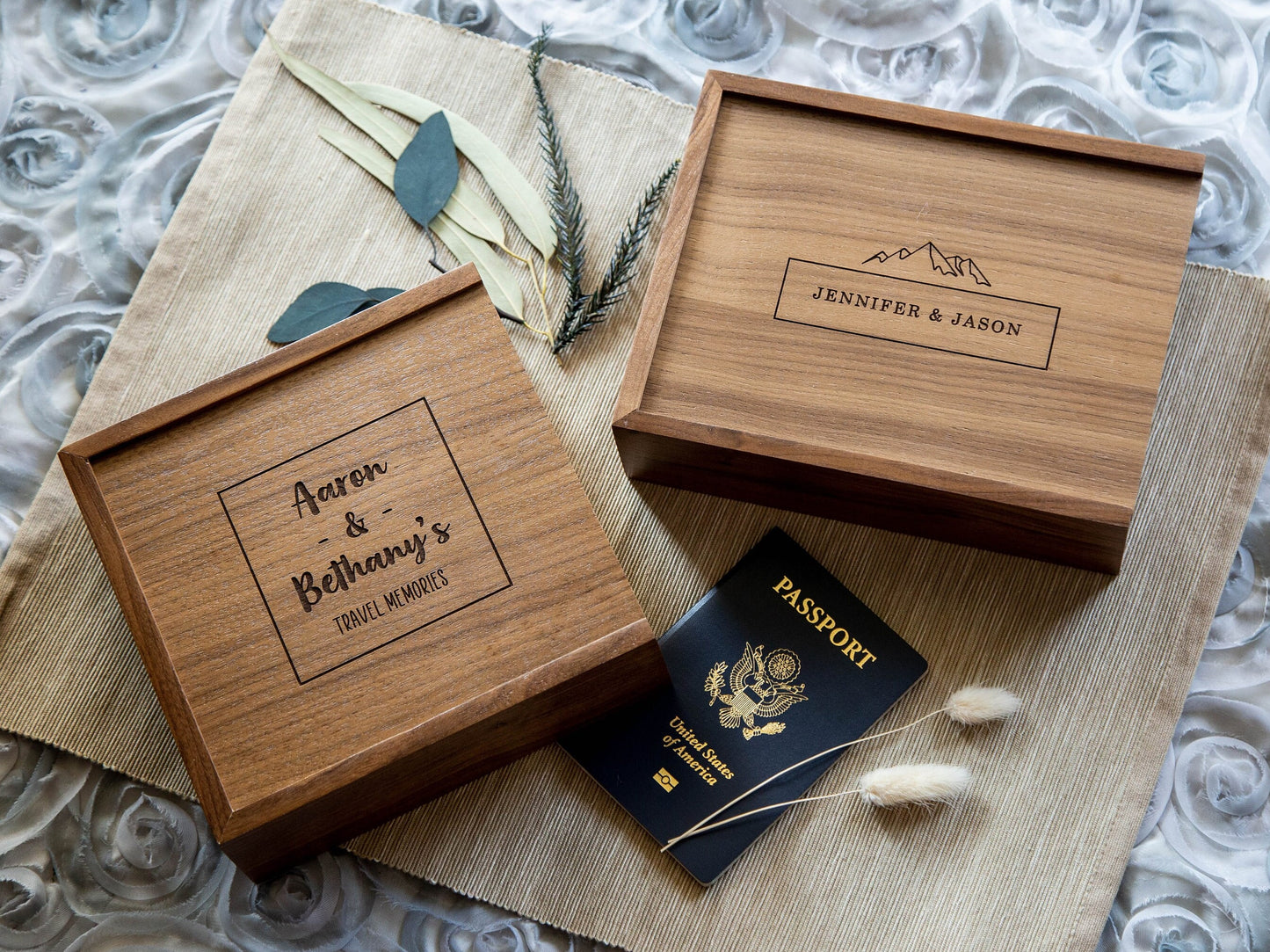 Travel Keepsake Box - Photography Box, Custom Storage Wood Box for Letters Cards Photos, Gift Idea for Birthday Anniversary Wedding Travel