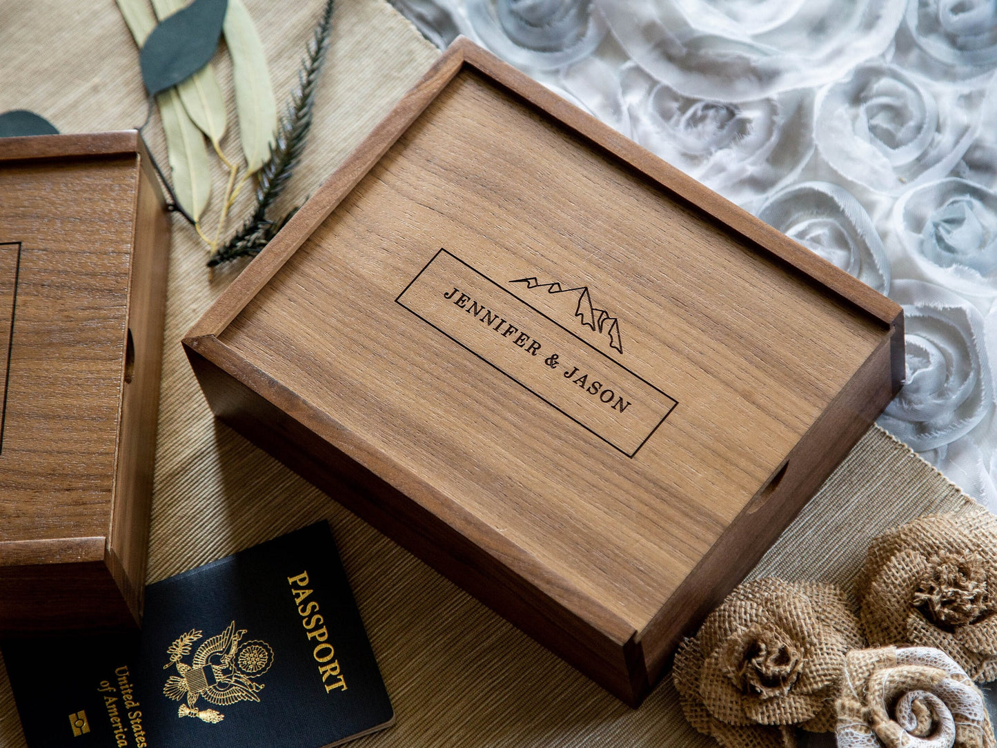 Travel Keepsake Box - Photography Box, Custom Storage Wood Box for Letters Cards Photos, Gift Idea for Birthday Anniversary Wedding Travel