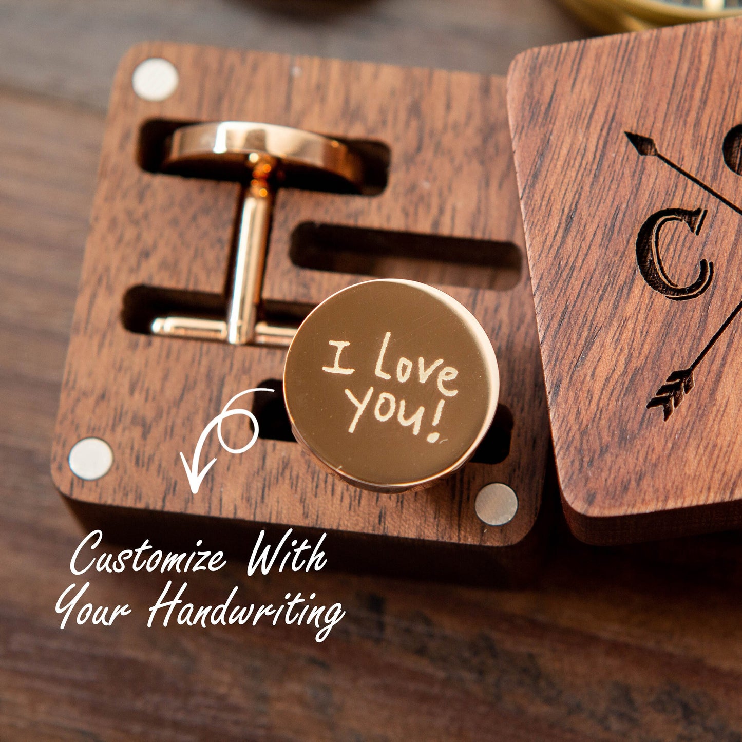 Handwritten Metal Cufflinks - Wedding Cuff links Groom, 5th Wood Anniversary Gift for Him Father Husband Boyfriend Dad, Teacher Appreciation