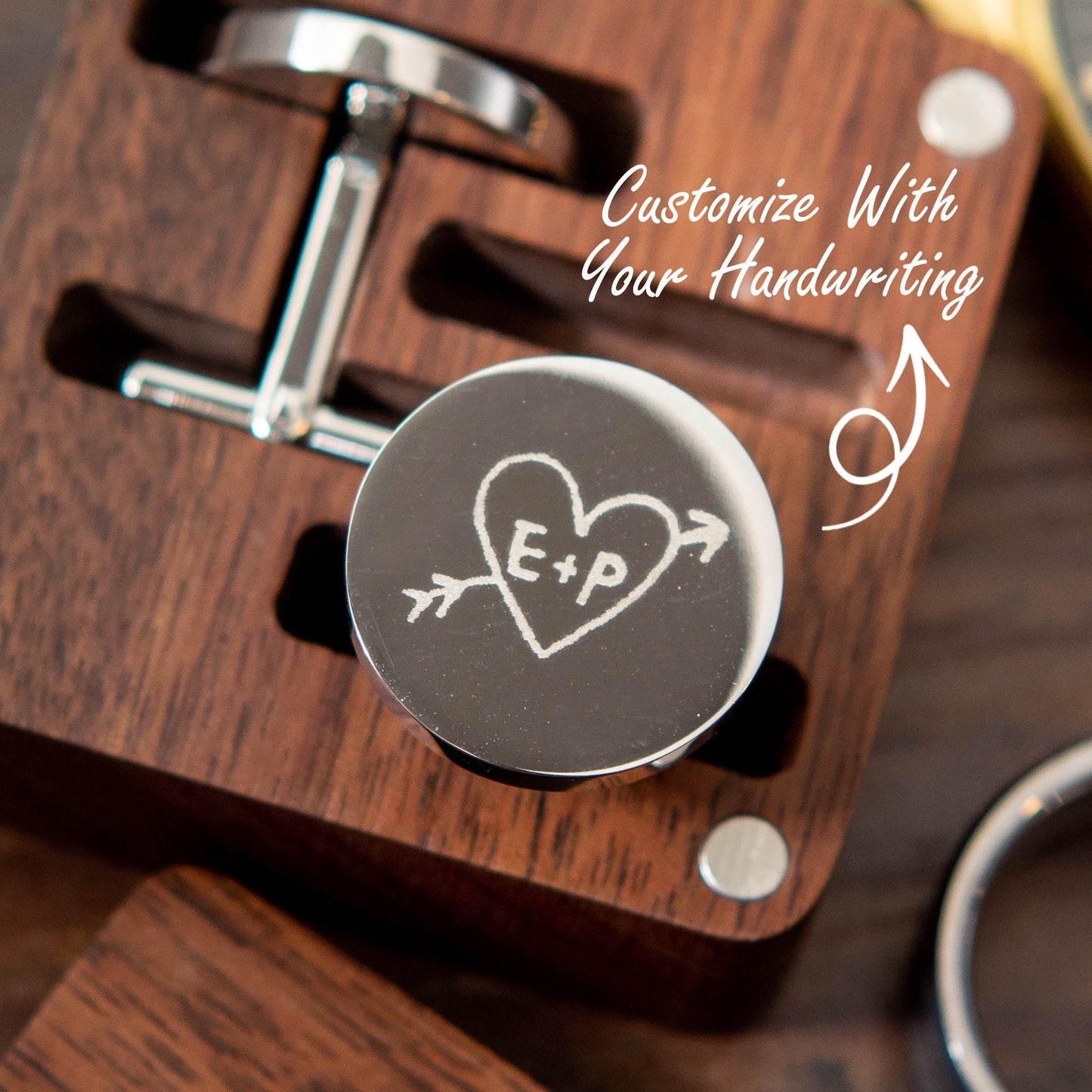 Handwritten Metal Cufflinks - Wedding Cuff links Groom, 5th Wood Anniversary Gift for Him Father Husband Boyfriend Dad, Teacher Appreciation