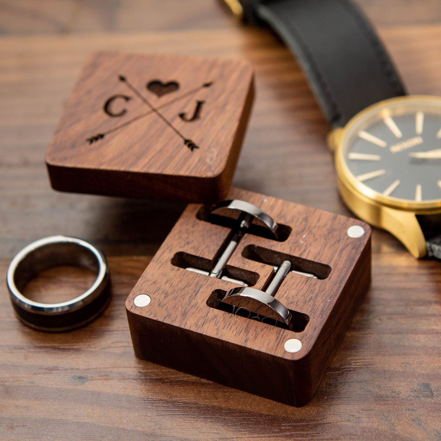 Handwritten Metal Cufflinks - Wedding Cuff links Groom, 5th Wood Anniversary Gift for Him Father Husband Boyfriend Dad, Teacher Appreciation