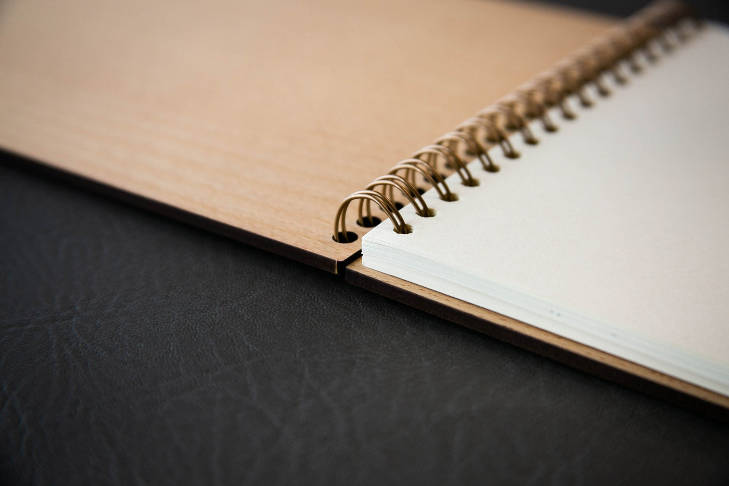 Engraved Spiral Wood Notebook (Design K) - Wooden Drawing Notepad, Artist Sketch Pad Spiral for Student, Back to School Gift for Creatives