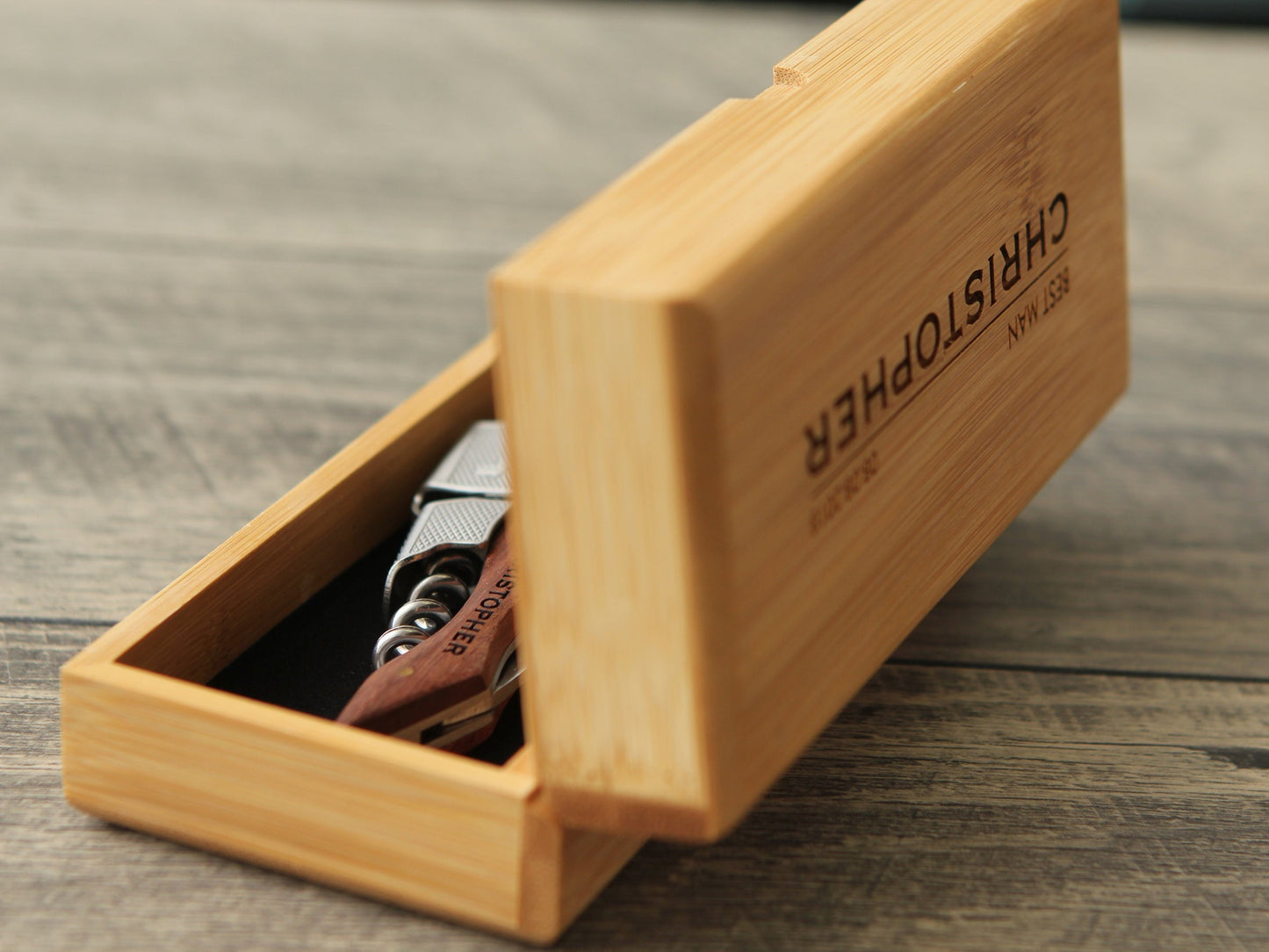 Wide Bamboo Gift Box Only - Custom Storage Corporate Gift for Employees Appreciation Small Business, Thoughtful Teacher or College Gift Box