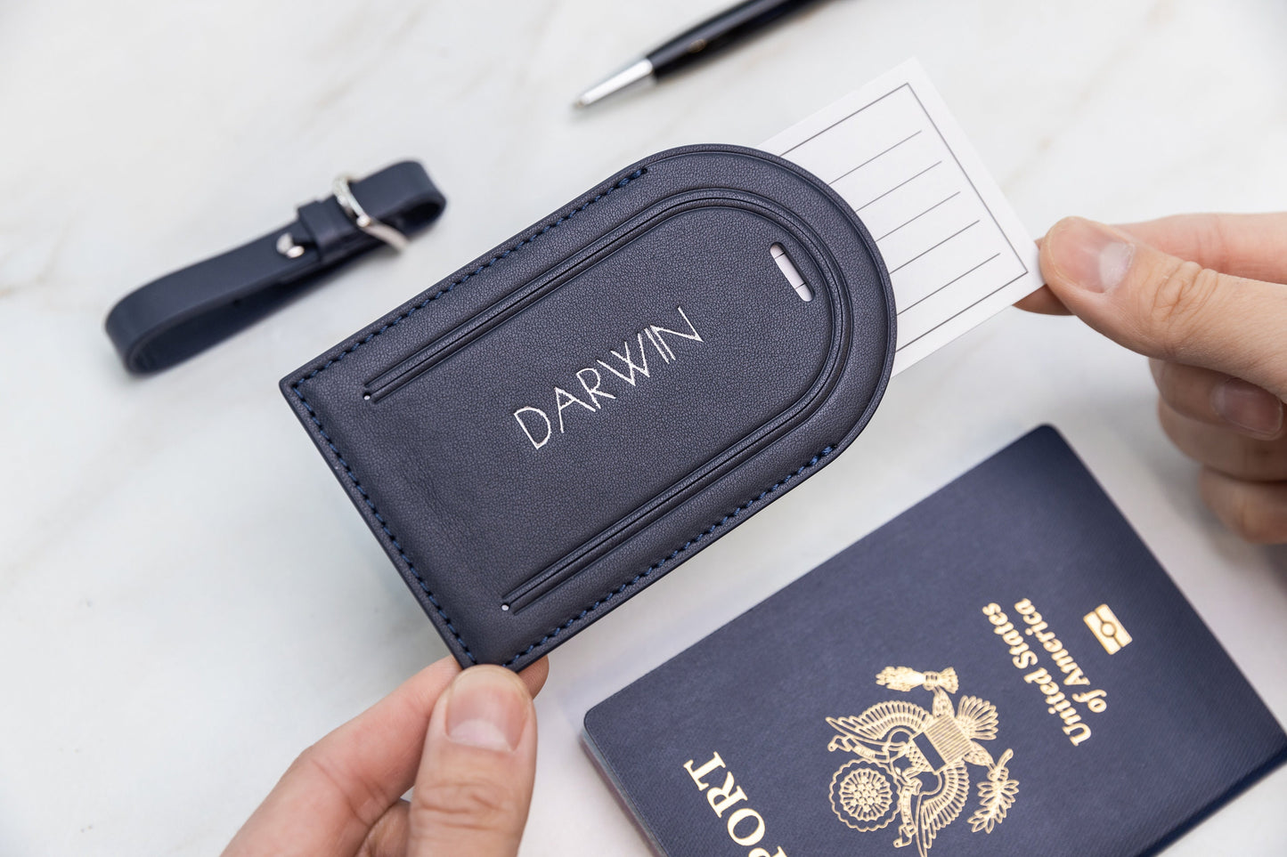 Embossed Luggage Tag - Custom Monogrammed Suitcase Tag, Travel Essentials, Diaper Bag Name Tags, Retirement or Weekend Girl Trips Gift Idea