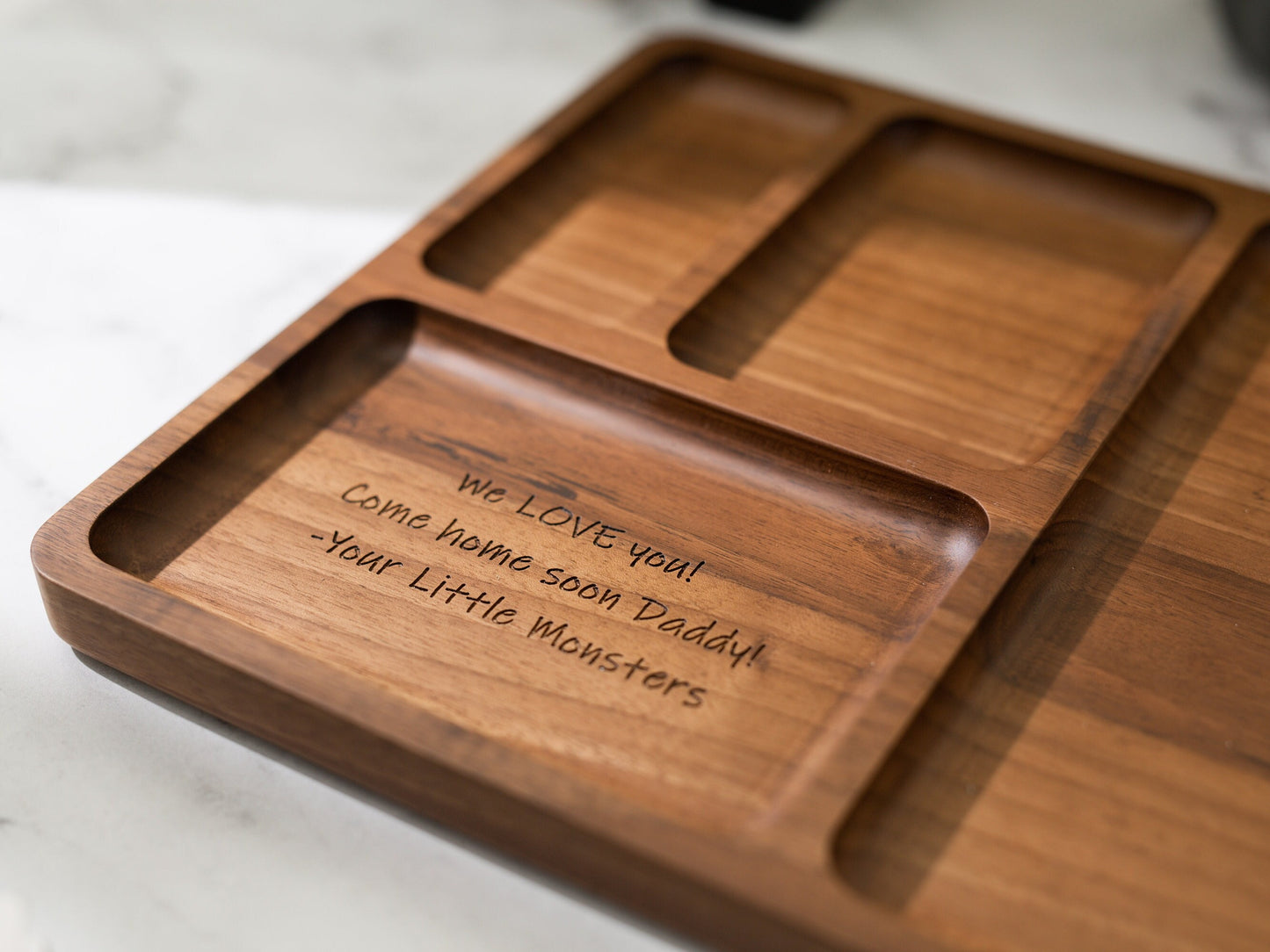 Rectangle Organizer Catchall D3 - 8.5x11.5" Large Wood Engraved Tray, Home Work School Office Table Charging Station, Teacher Appreciation