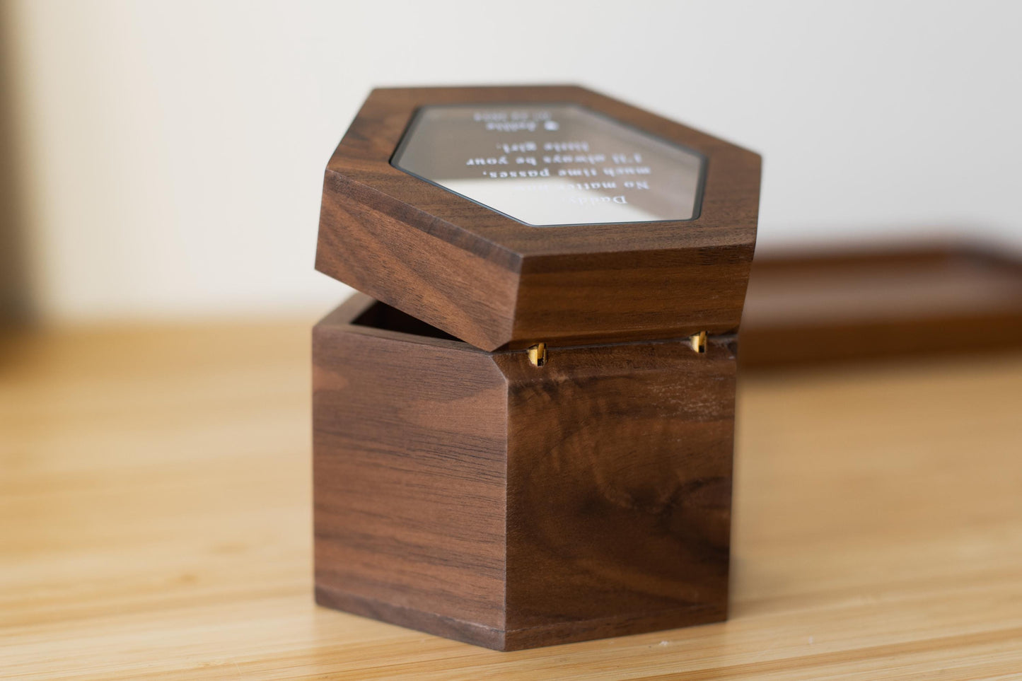 Hexagon Watch Box w/ Glass Top & Pillow (Watch NOT Included) - Apple Watch Walnut Wood Gift Box, Wedding Day Son Father of the Bride Groom
