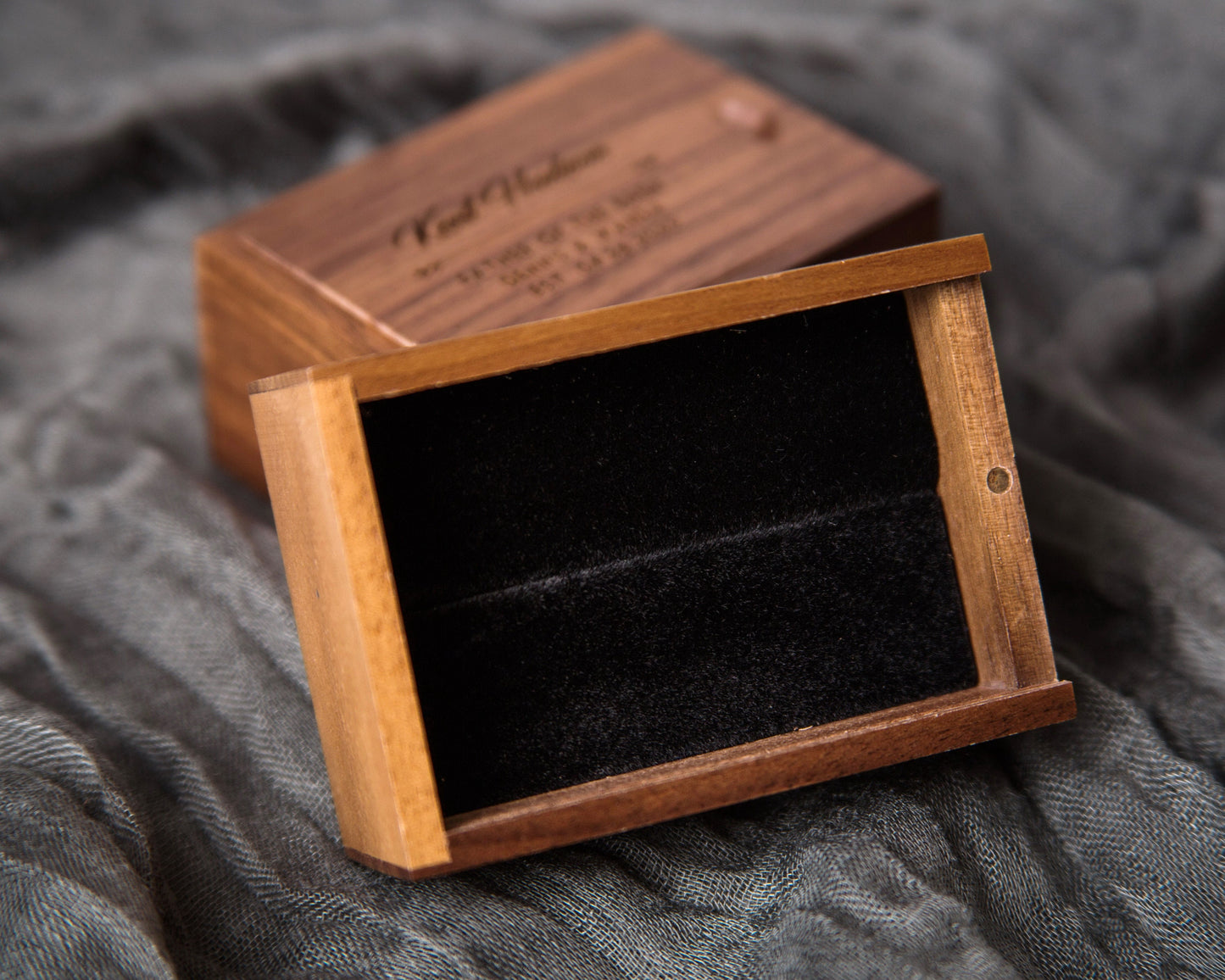Tall Walnut Cufflink or Tie Clip Box Only (Cuff links NOT included) - Cufflinks or Tie Bar Wood Storage Box, Anniversary Honeymoon Gift CP