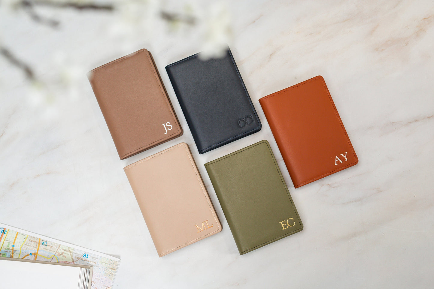 Embossed Leather Passport Holder - Custom Name Travel Wallet, Company Corporate Business Retiree Gifts, Personalized Wedding Travel Gift