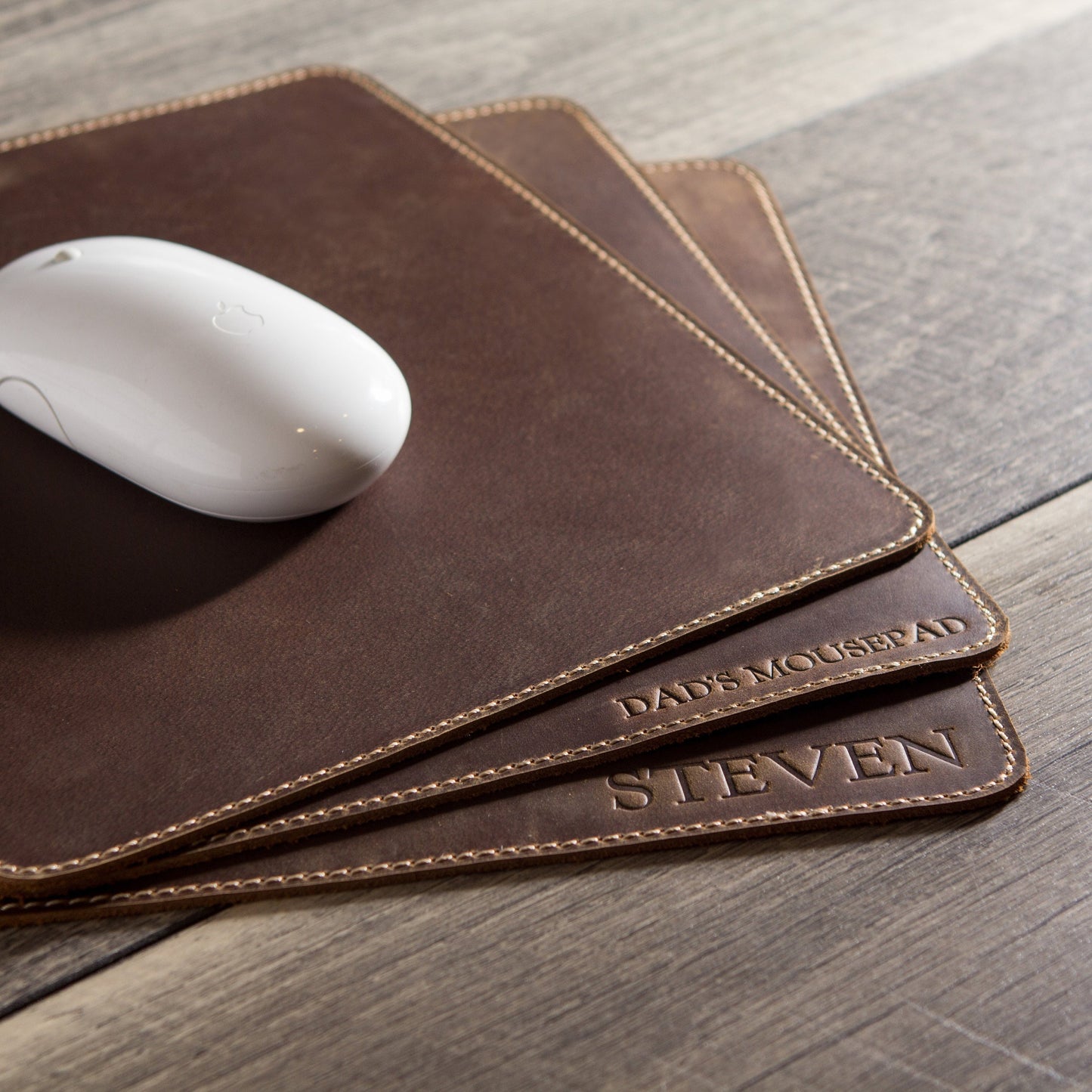 Embossed Mouse Pad - 10" x 8.5" Genuine Leather Mouse Desk Pad, Job Promotion Gift, Desk Accessories Gamer Student Remote Worker Employee