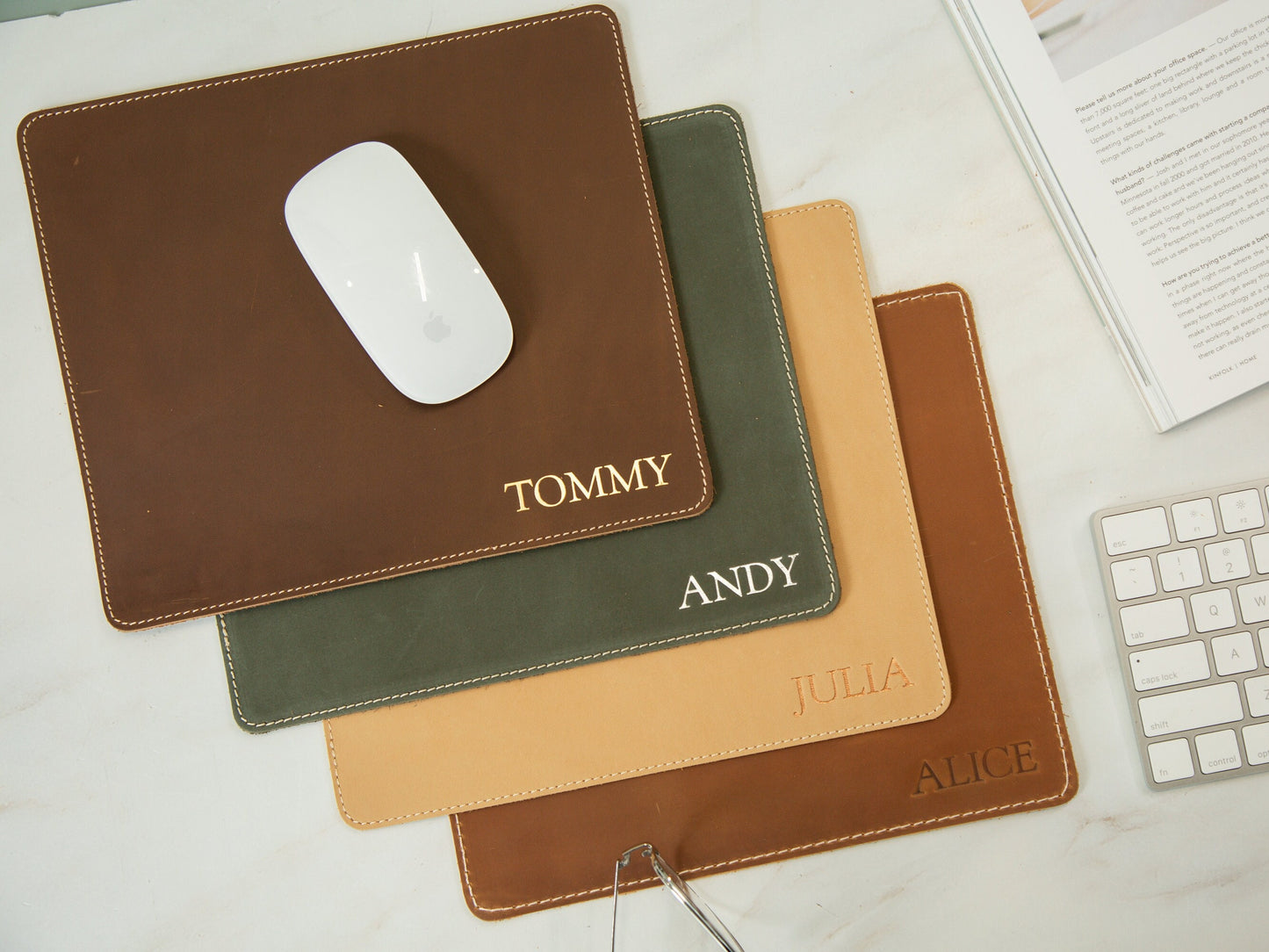 Embossed Mouse Pad - 10" x 8.5" Genuine Leather Mouse Desk Pad, Job Promotion Gift, Desk Accessories Gamer Student Remote Worker Employee