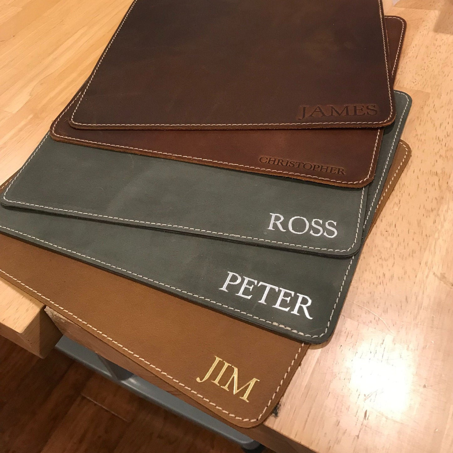 Embossed Mouse Pad - 10" x 8.5" Genuine Leather Mouse Desk Pad, Job Promotion Gift, Desk Accessories Gamer Student Remote Worker Employee