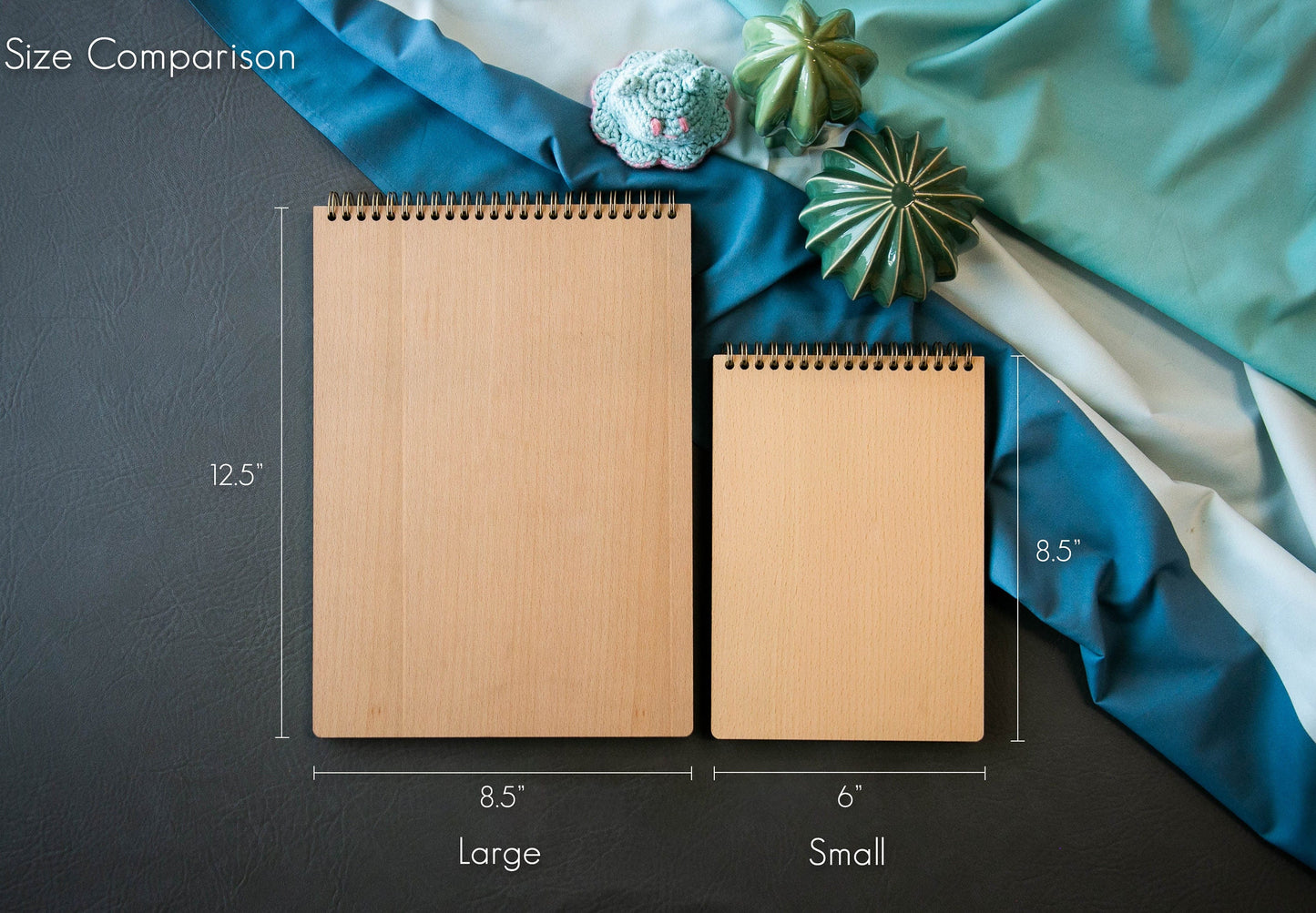 Engraved Spiral Wood Notebook (Design G) - Wooden Drawing Notepad, Artist Sketch Pad Spiral for Student, Kindergarten College Gift