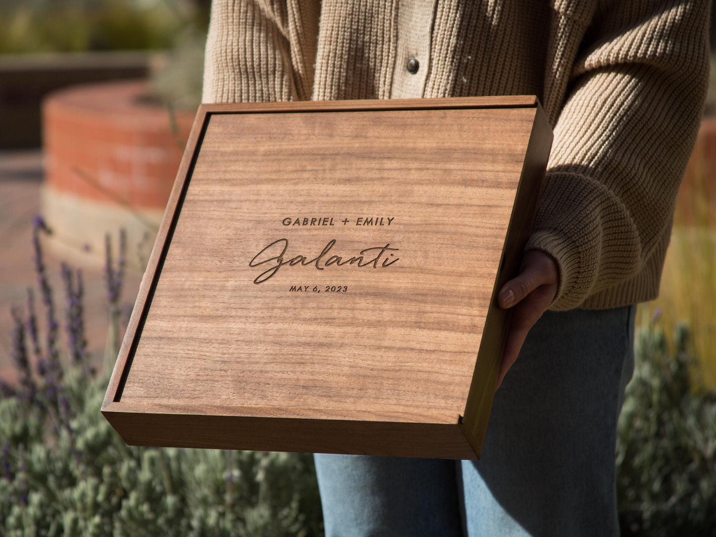 Wedding Memory Box- Wood Keepsake Storage for Photos Cards Letters, 5th Wooden Anniversary Gift, Sentimental Couple Gift, Husband Wife Gifts