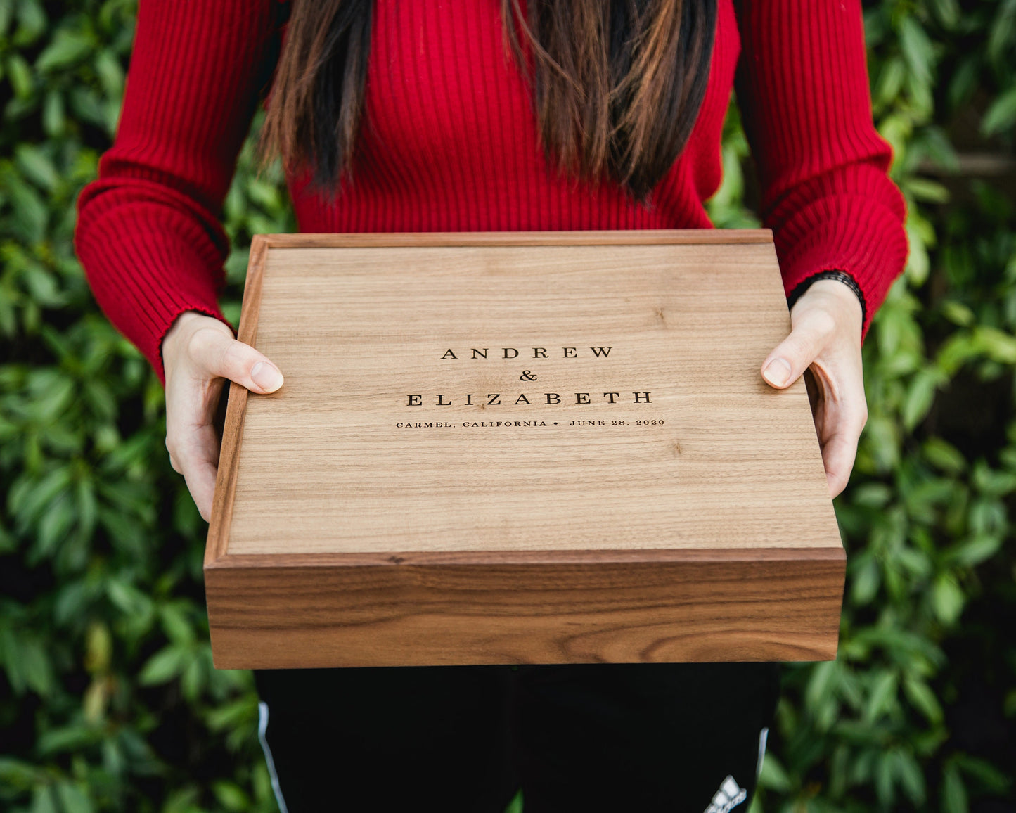 Wedding Memory Box- Wood Keepsake Storage for Photos Cards Letters, 5th Wooden Anniversary Gift, Sentimental Couple Gift, Husband Wife Gifts
