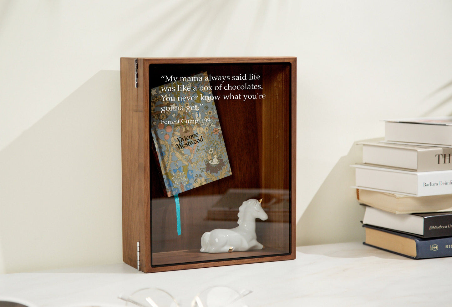 8x10 Shadow Box with Glass Lid (Design 10) - Custom Favorite Quote from Book Movie Anime K-Pop Idol Fan Gift Memory Box Keepsake Memorabilia