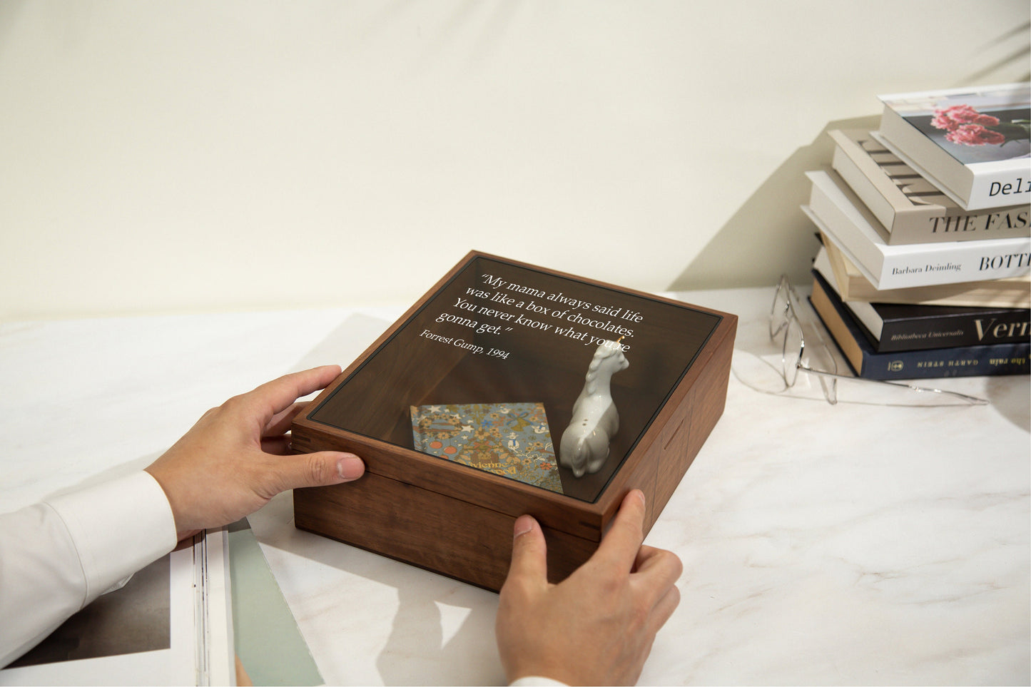8x10 Shadow Box with Glass Lid (Design 10) - Custom Favorite Quote from Book Movie Anime K-Pop Idol Fan Gift Memory Box Keepsake Memorabilia