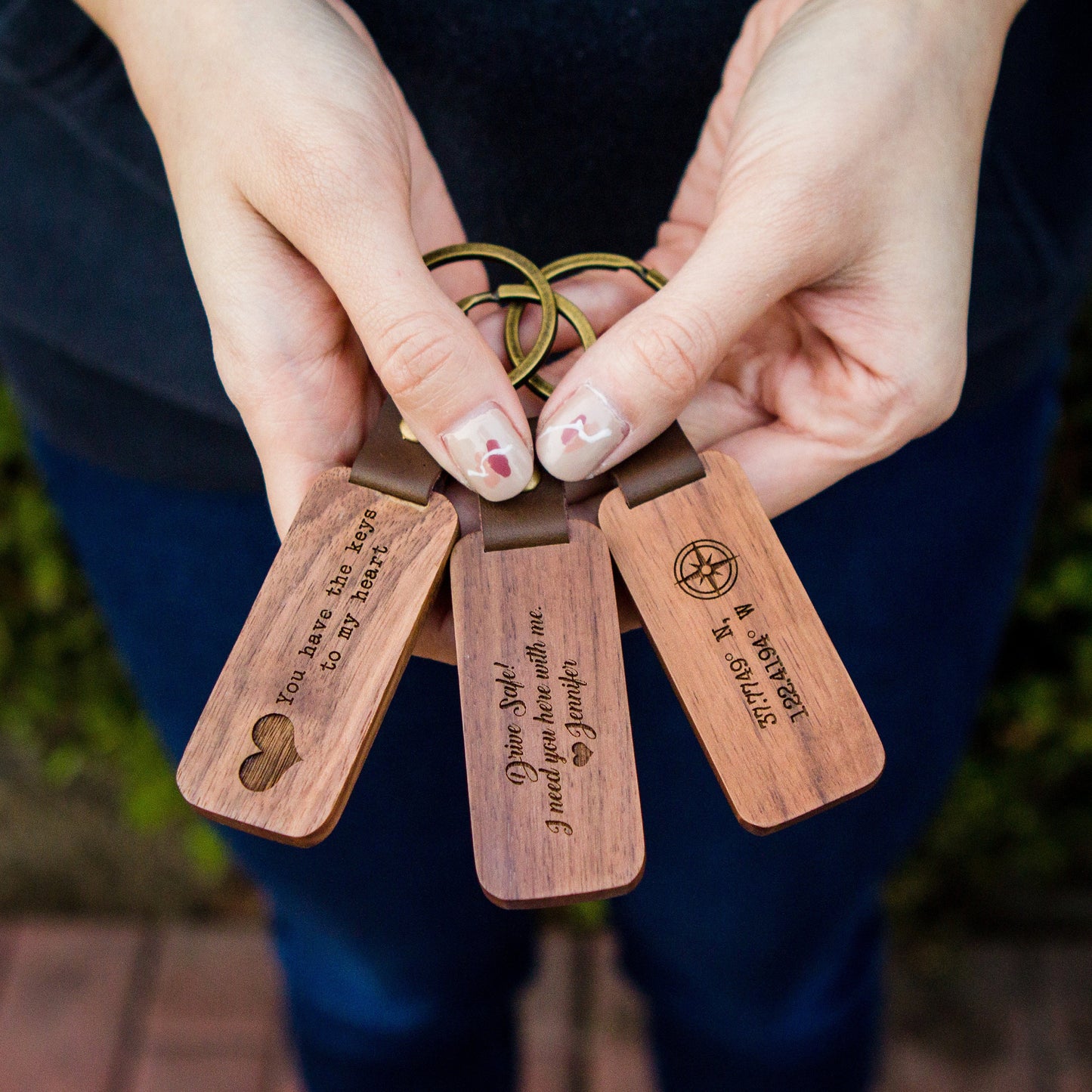 Wood Keychain - Engraved Keychain for Birthday Anniversary, Custom Key Ring, New Home Gift, Back to School or Farewell Gift for Friends BFF