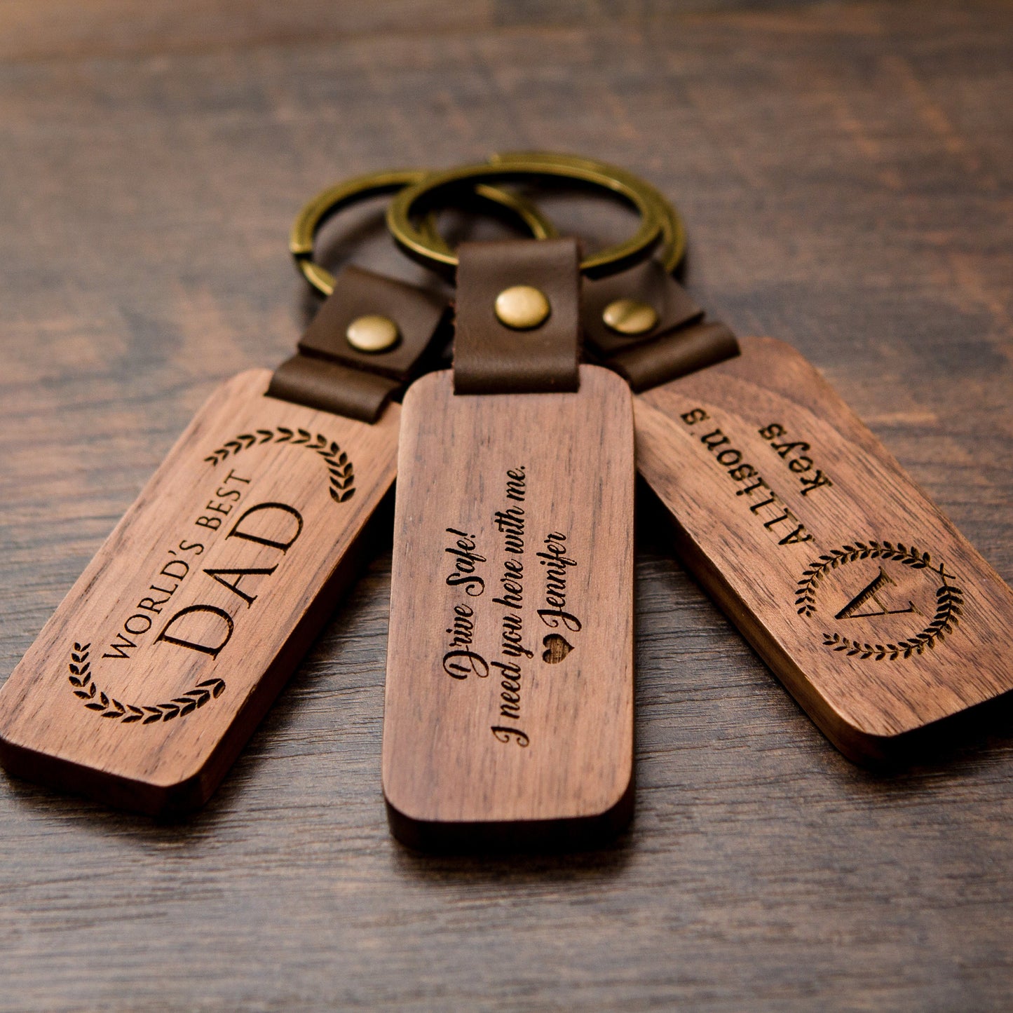 Wood Keychain - Engraved Keychain for Birthday Anniversary, Custom Key Ring, New Home Gift, Back to School or Farewell Gift for Friends BFF