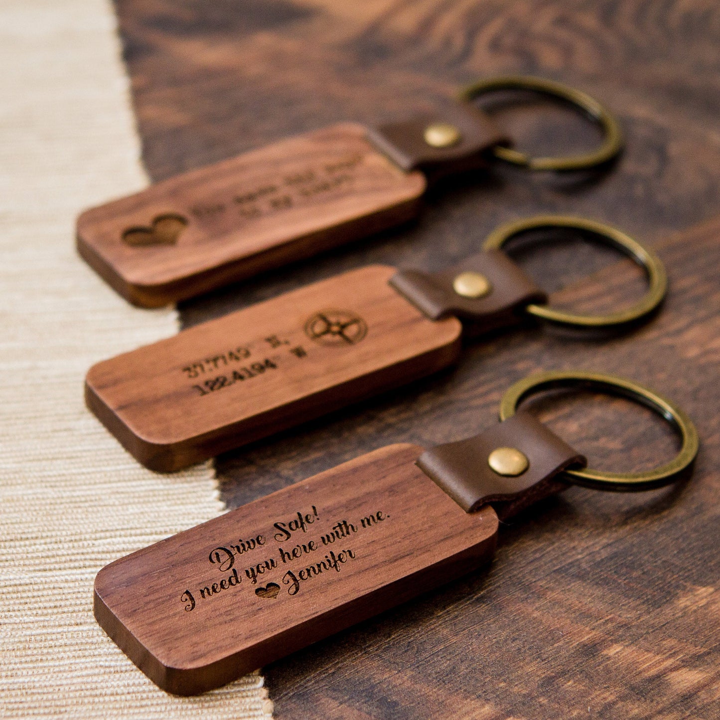 Wood Keychain - Engraved Keychain for Birthday Anniversary, Custom Key Ring, New Home Gift, Back to School or Farewell Gift for Friends BFF