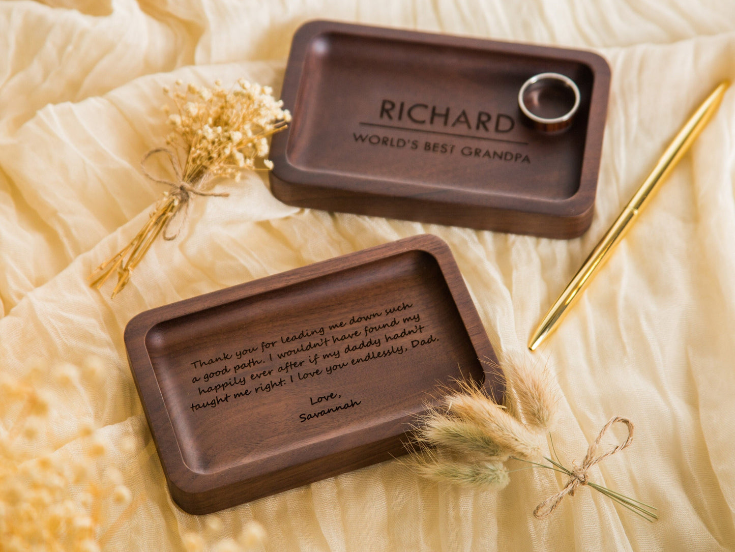 Rectangle Wood Tray - Engraved Bedside Table Tray, Wedding Day Gift for Dad Bro Father of the Bride Groom Husband Son, Dorm Room Key Trays